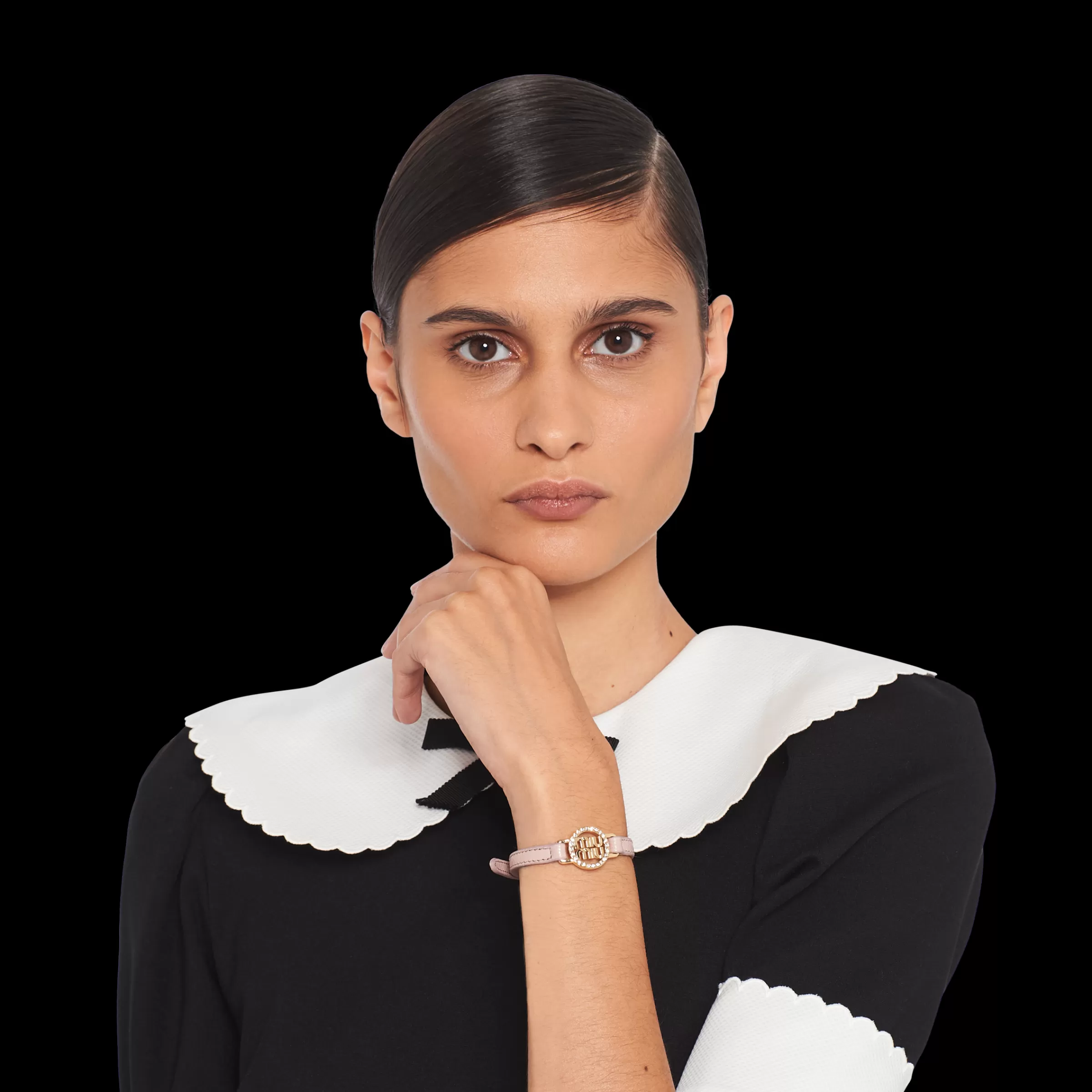 Miu Miu Madras Leather Bracelet |