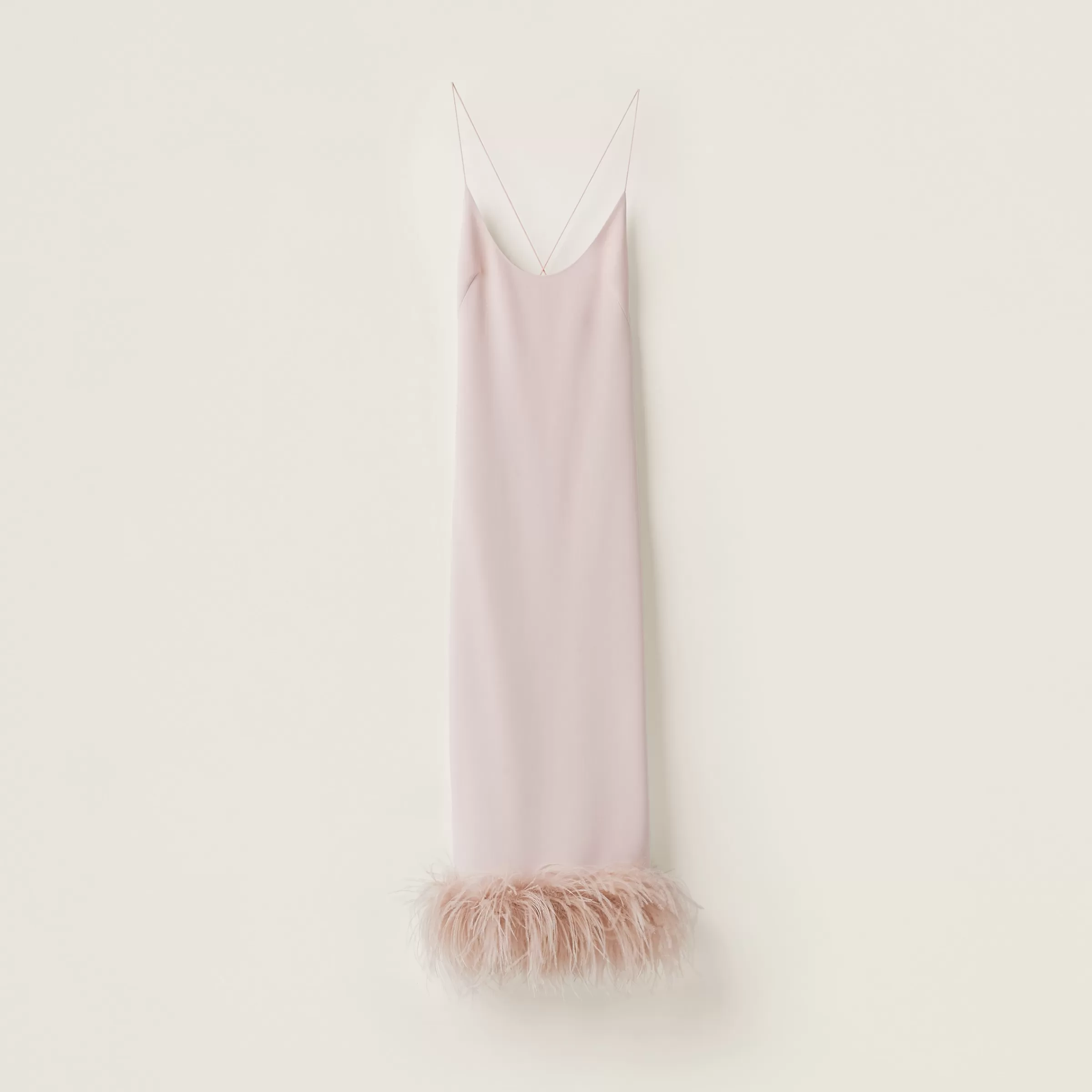 Miu Miu Stretch Cady Dress With Feathers |