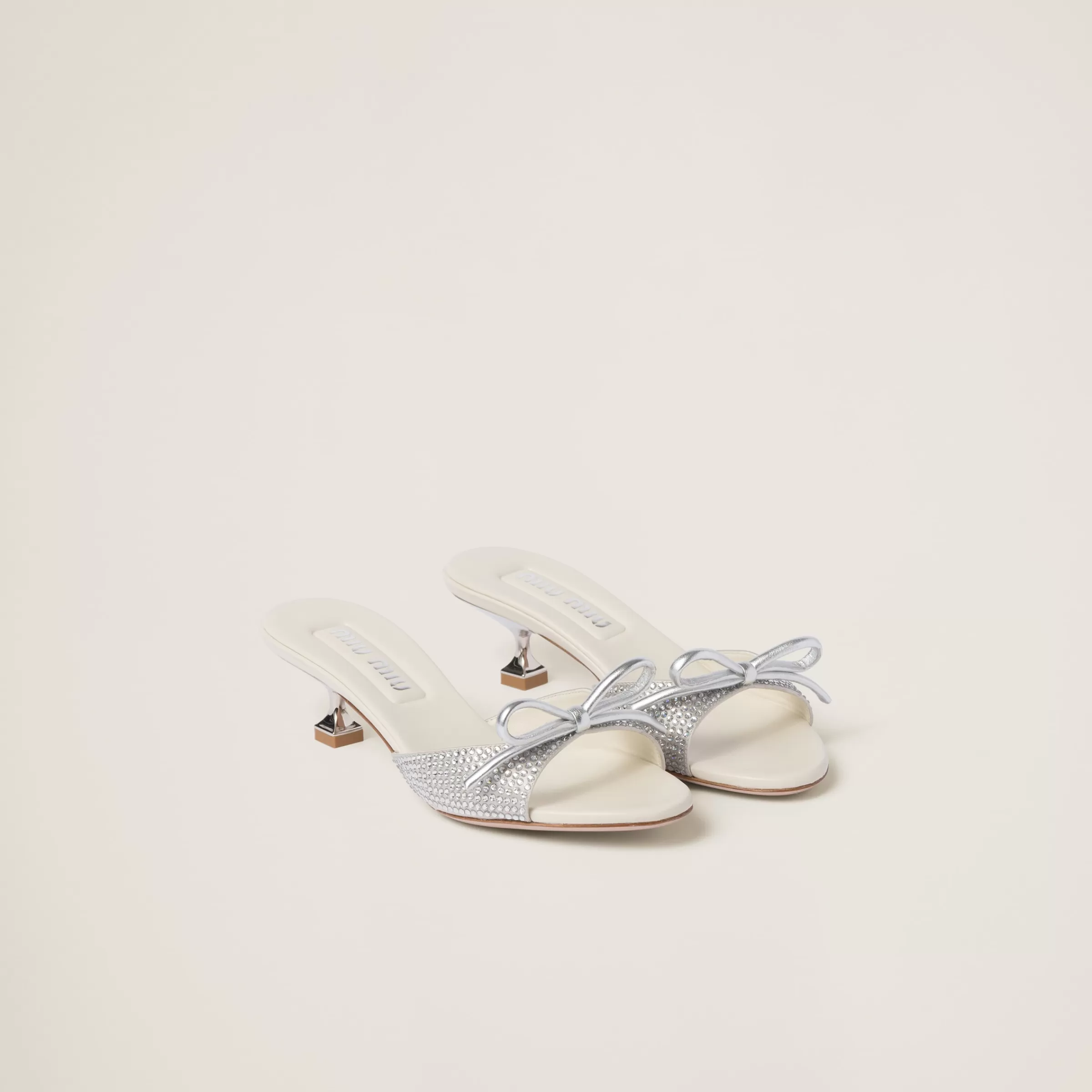 Miu Miu Satin Sandals With Artificial Crystals |