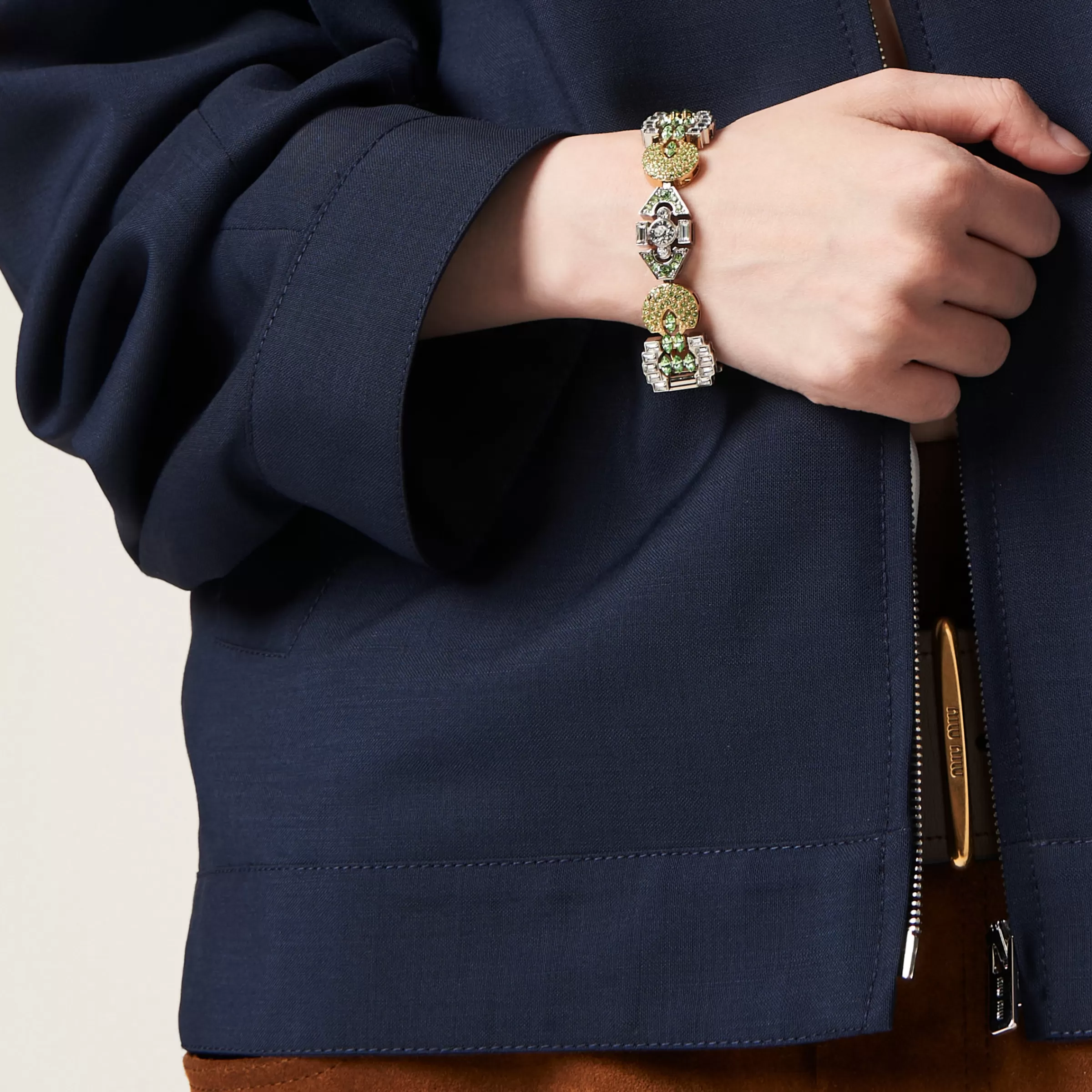 Miu Miu Metal Bracelet With Crystals |