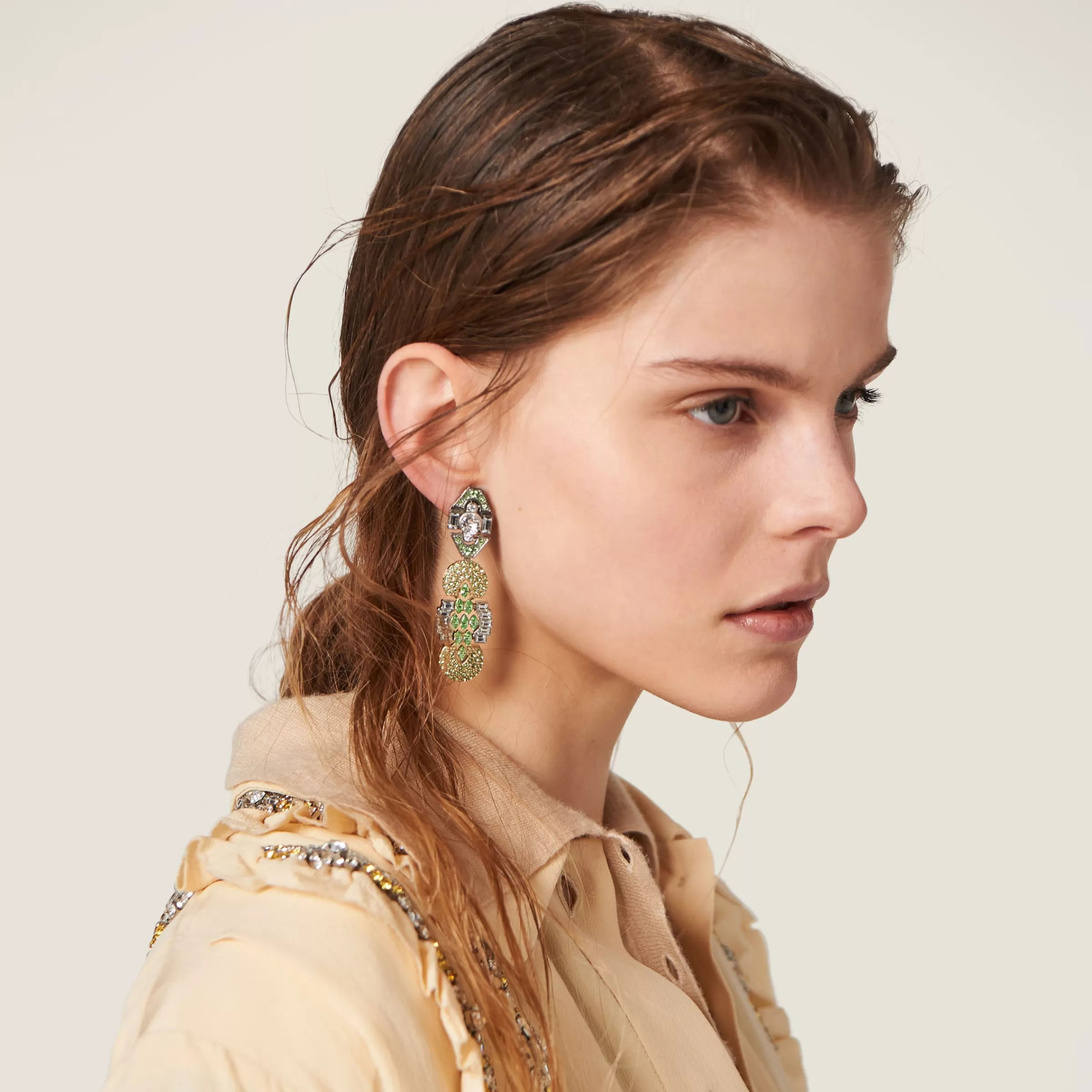 Miu Miu Metal Earrings With Crystals |