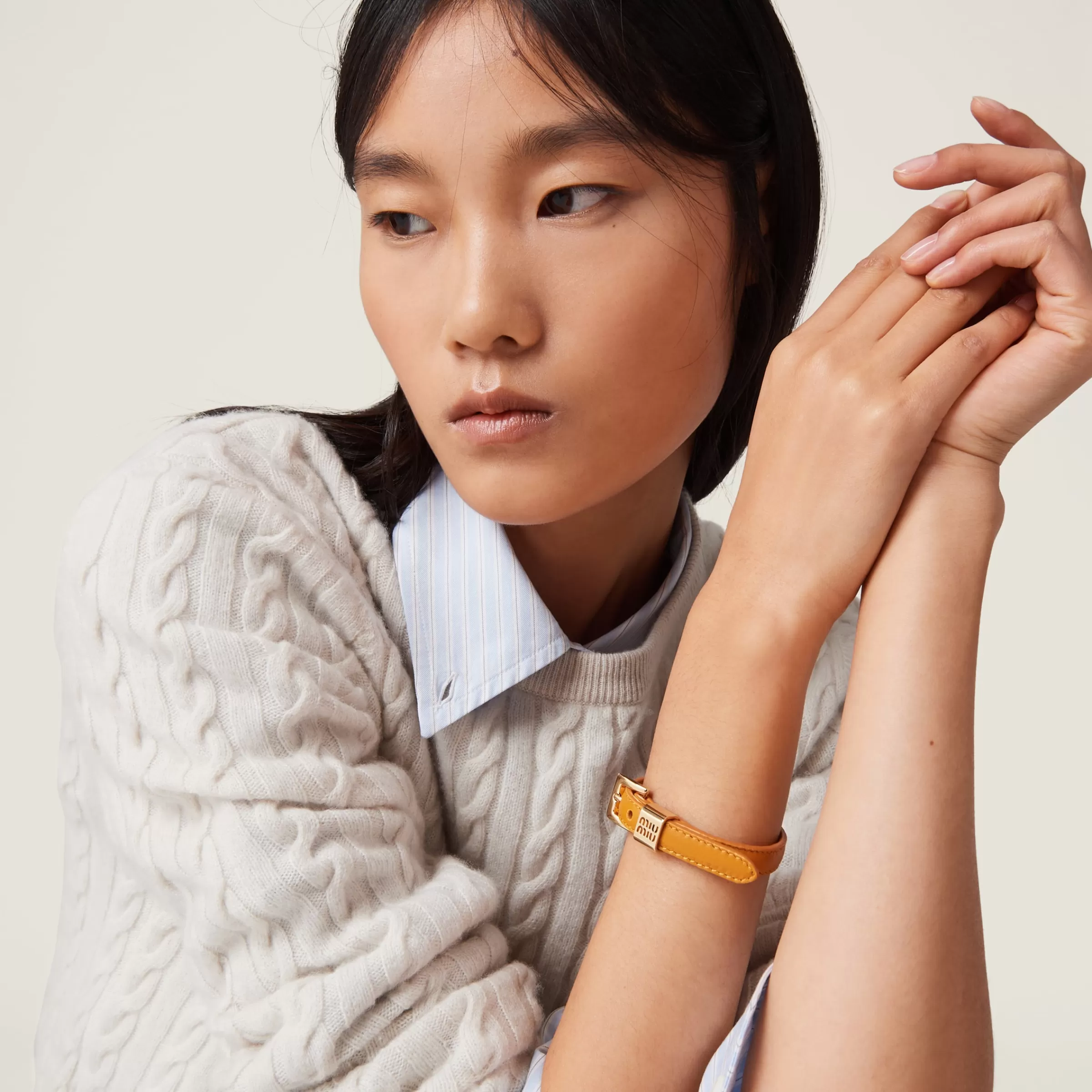 Miu Miu Leather Bracelet |