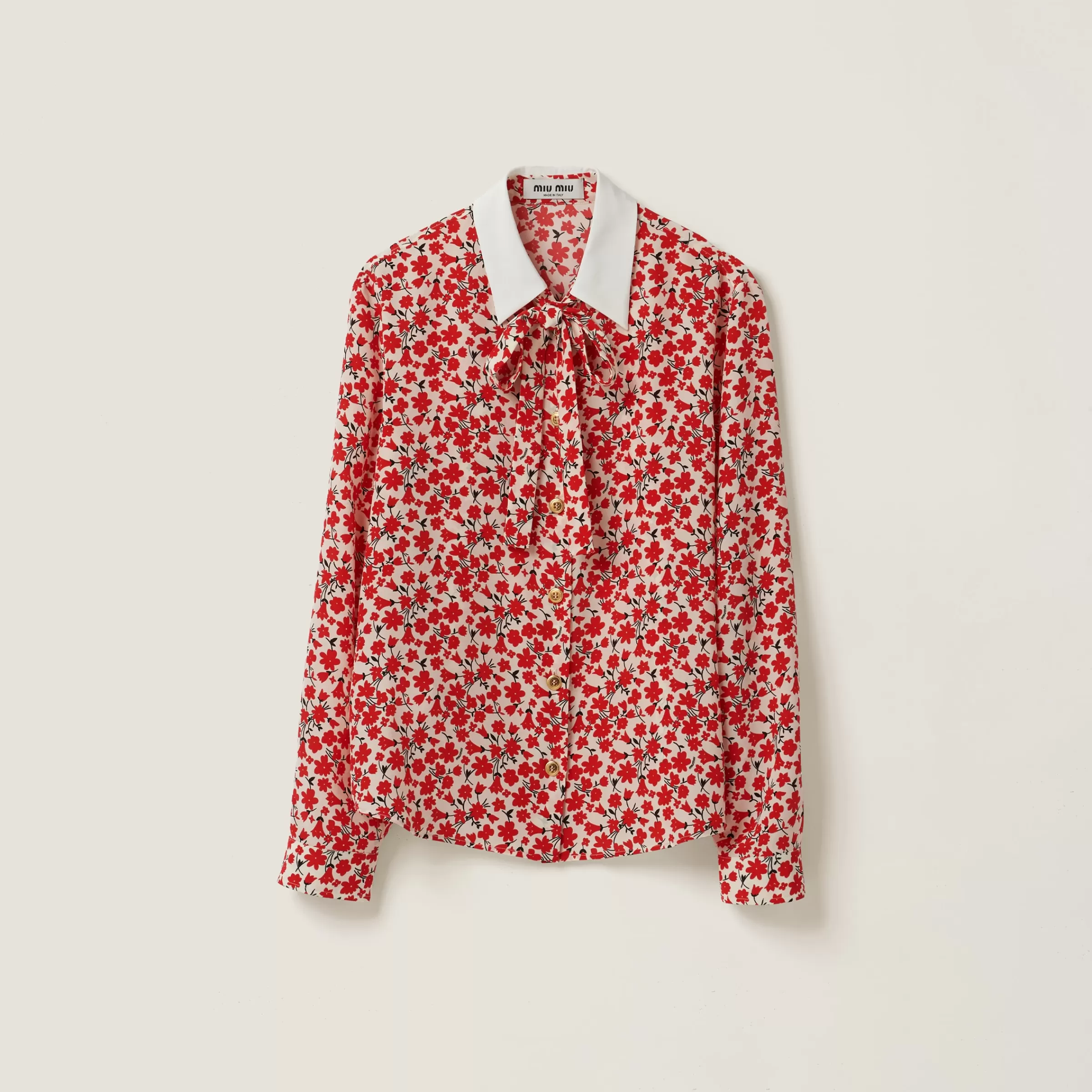 Miu Miu Floral Print Crepe De Chine Shirt |