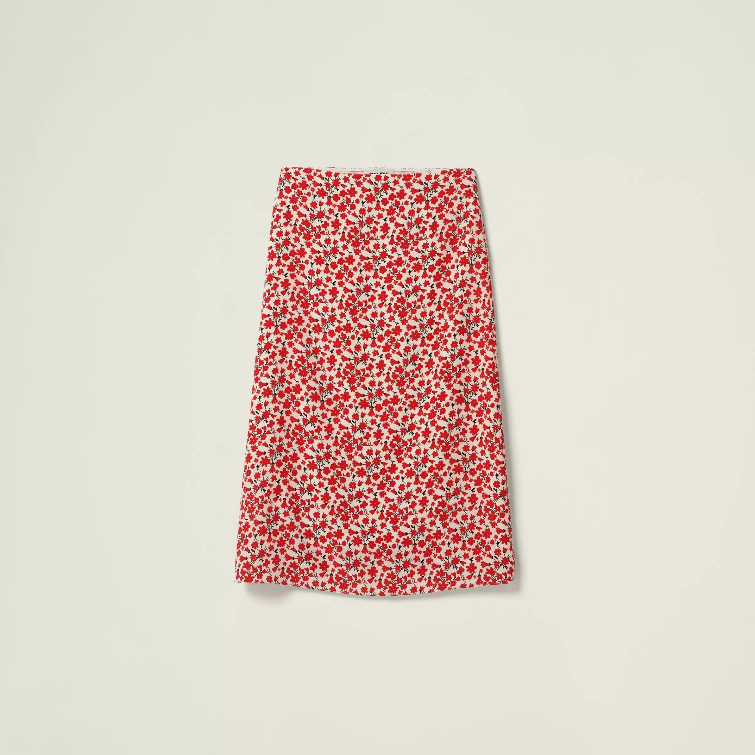Miu Miu Floral Print Crepe De Chine Skirt |
