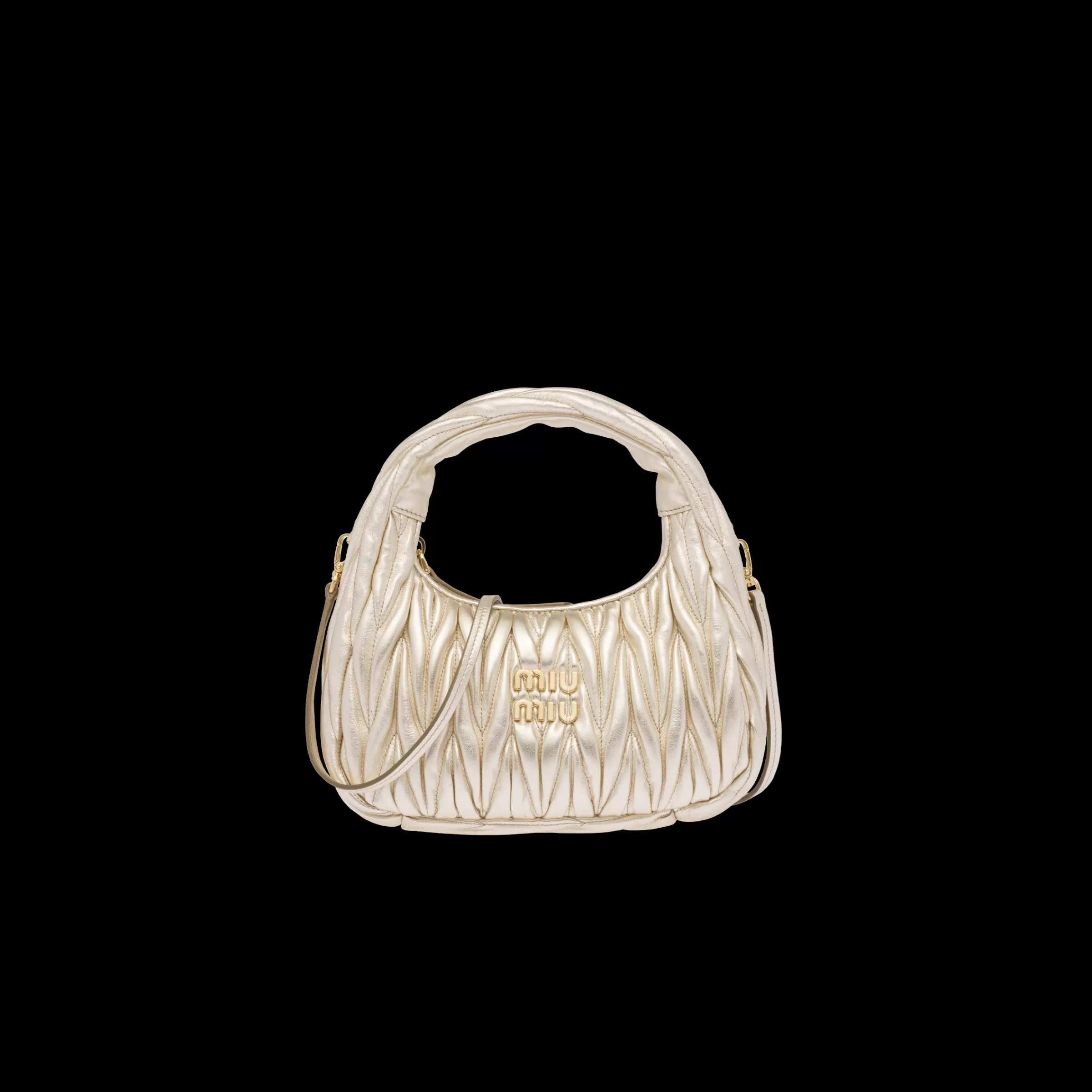 Miu Miu Wander Matelassé Nappa Leather Hobo Bag |