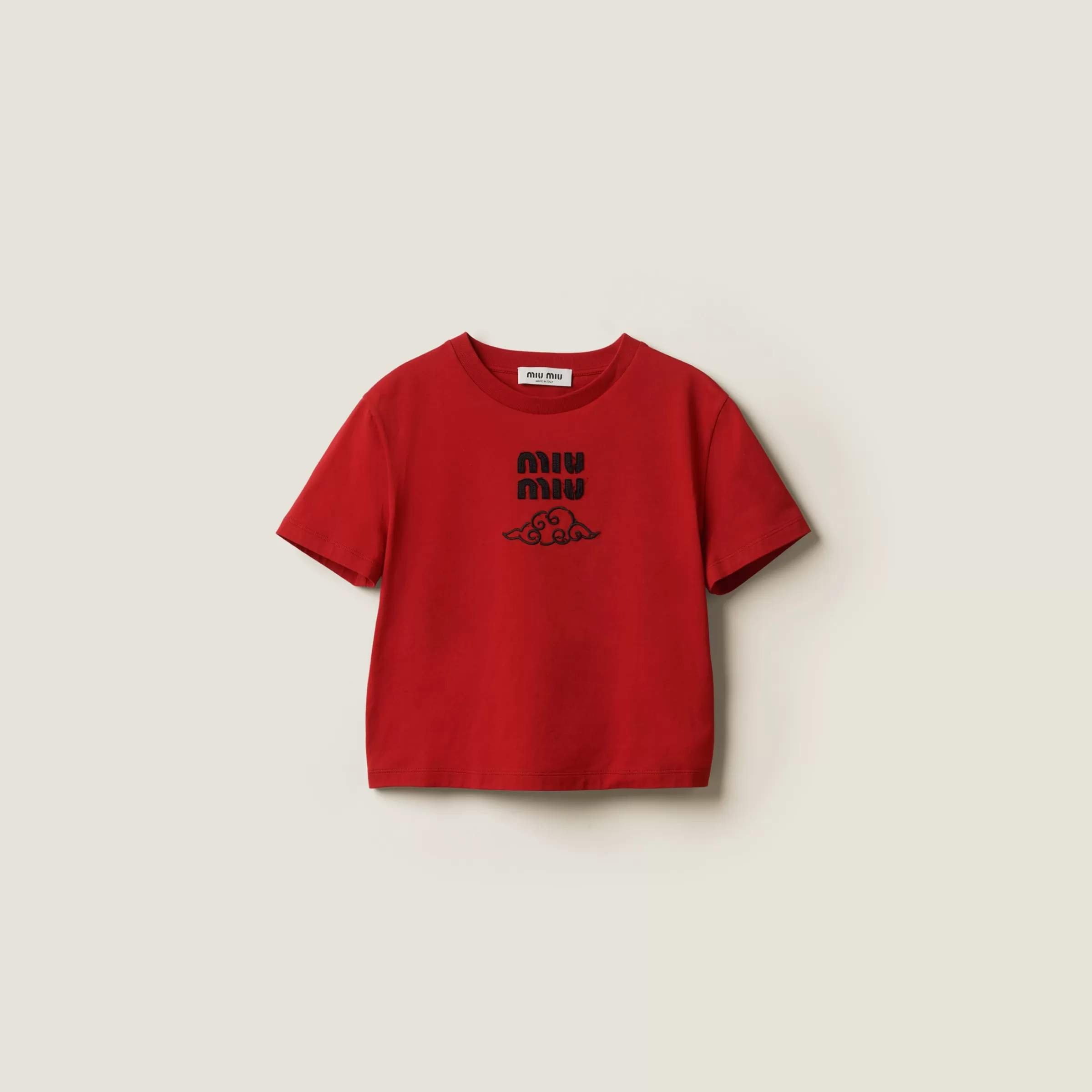 Miu Miu Embroide Cotton T-shirt |