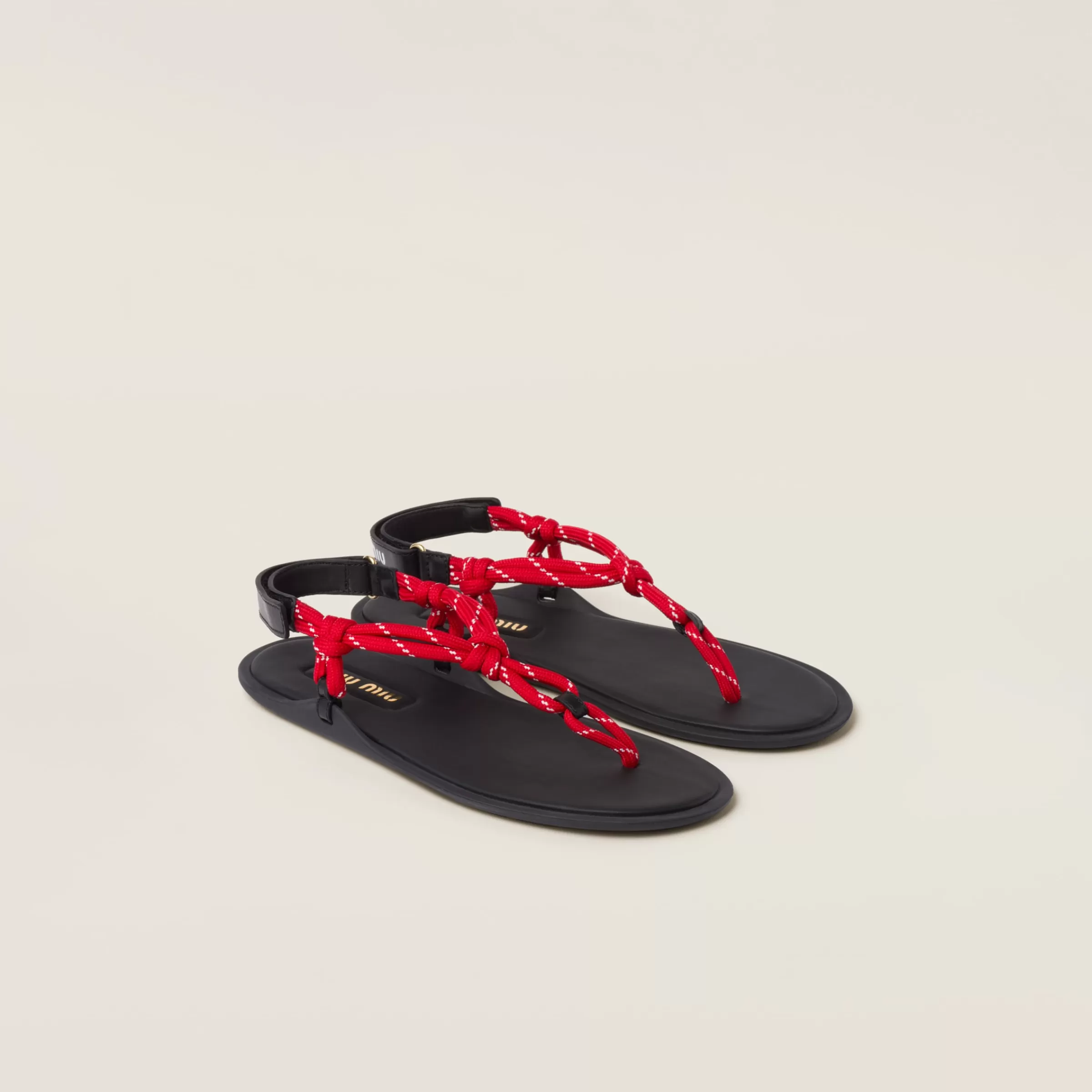 Miu Miu Riviere Cord And Leather Sandals |