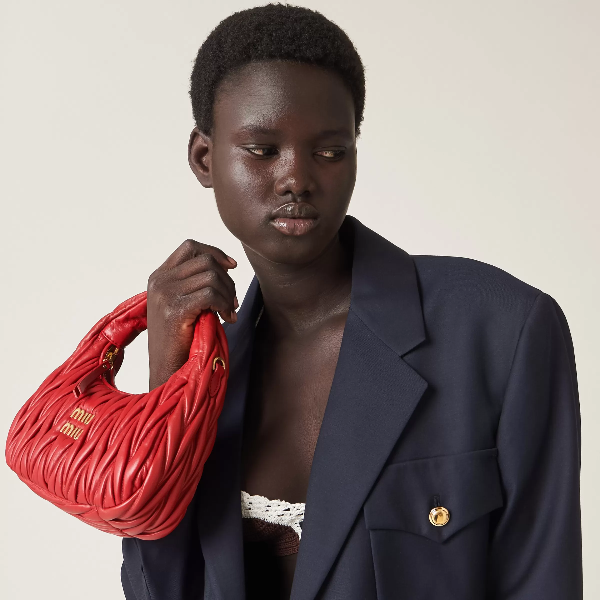 Miu Miu Wander Matelassé Nappa Leather Hobo Bag |