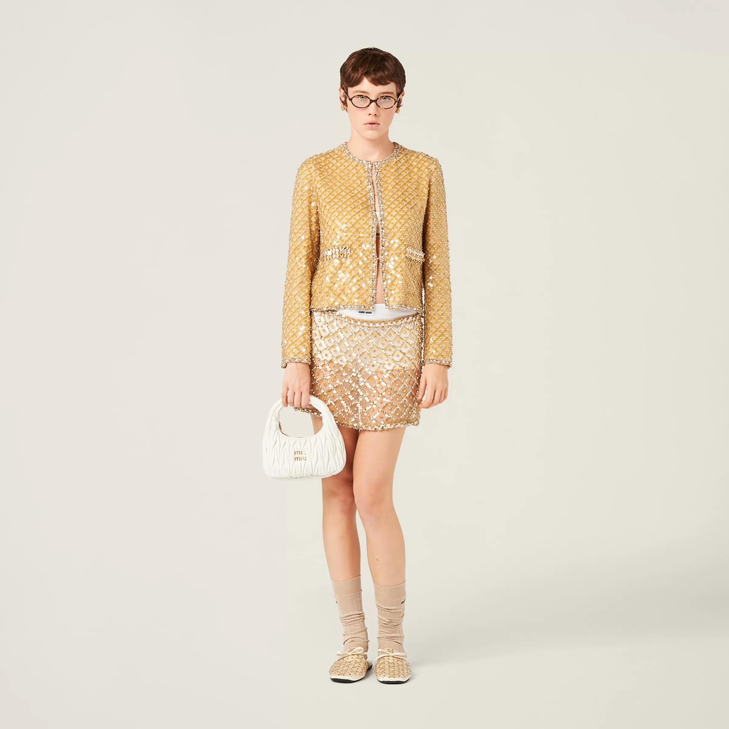 Miu Miu Embroidered Organza Miniskirt |