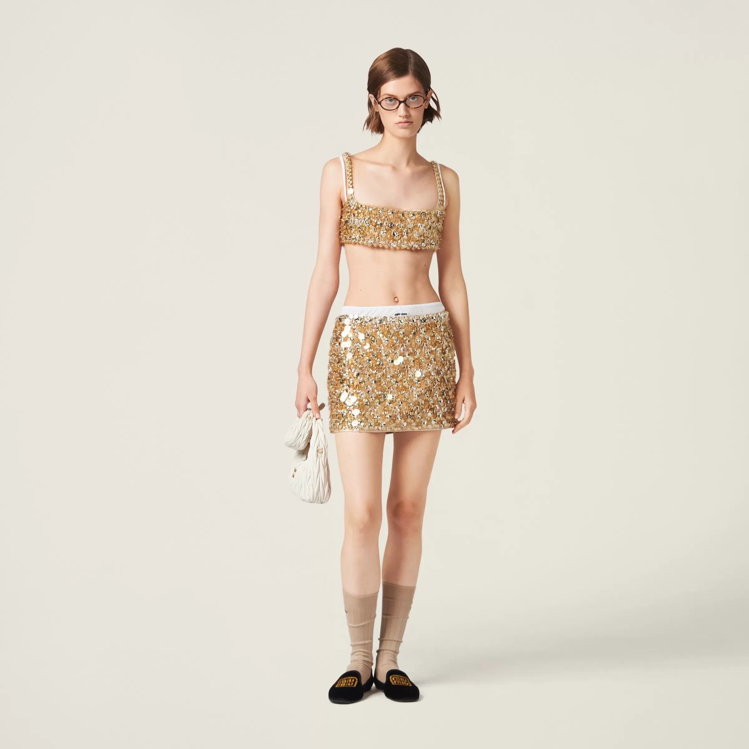 Miu Miu Embroidered Silk And Wool Top |