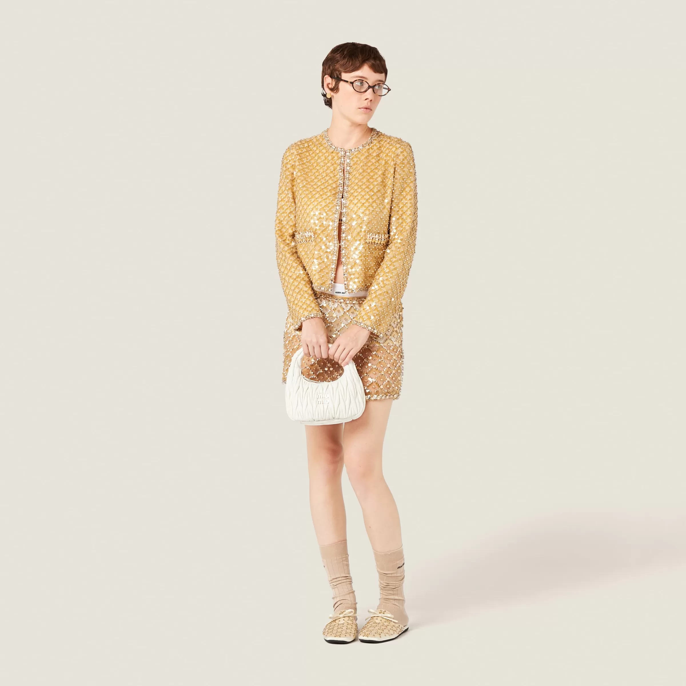 Miu Miu Embroidered Single-breasted Organza Jacket |