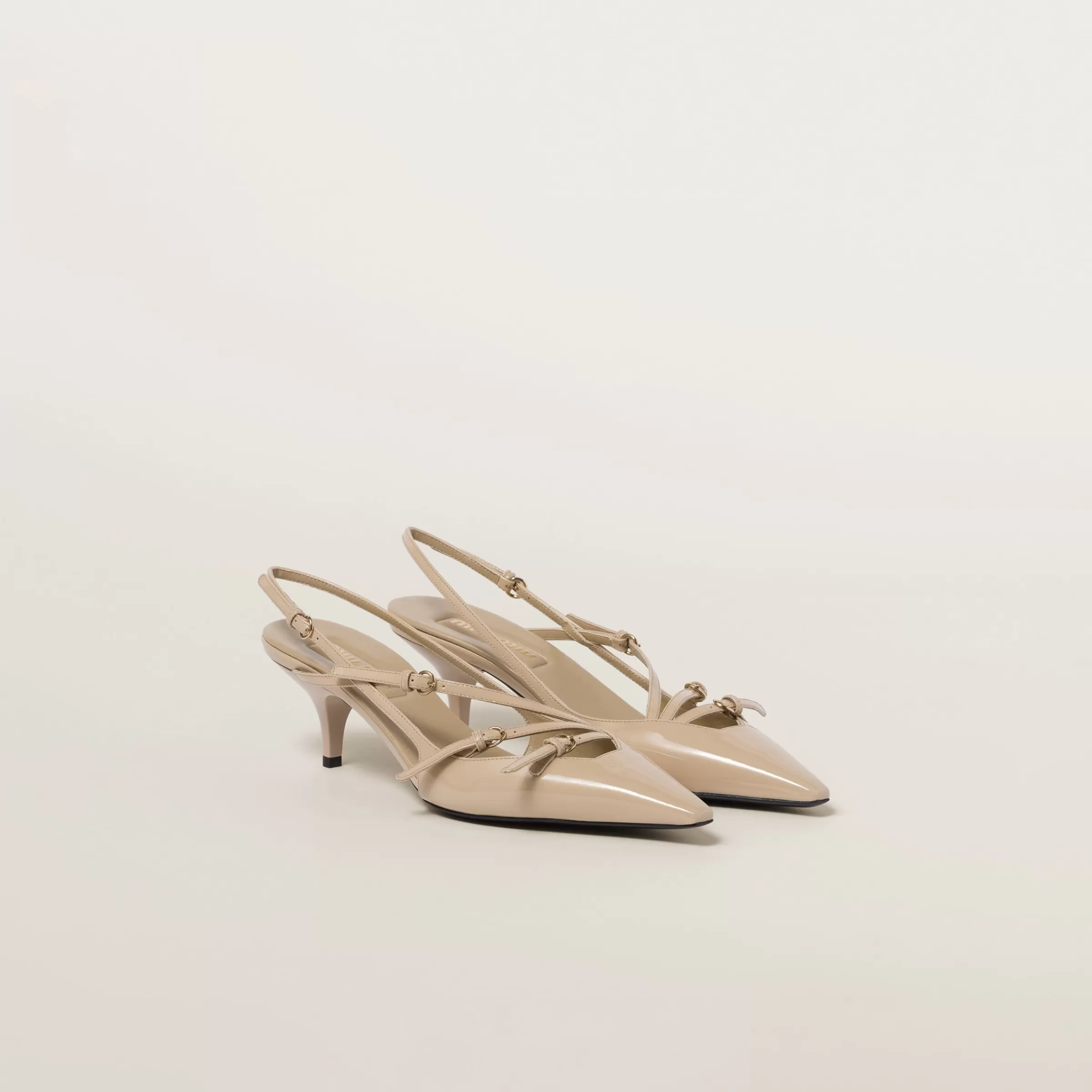Miu Miu Patent Leather Slingbacks With Buckles |