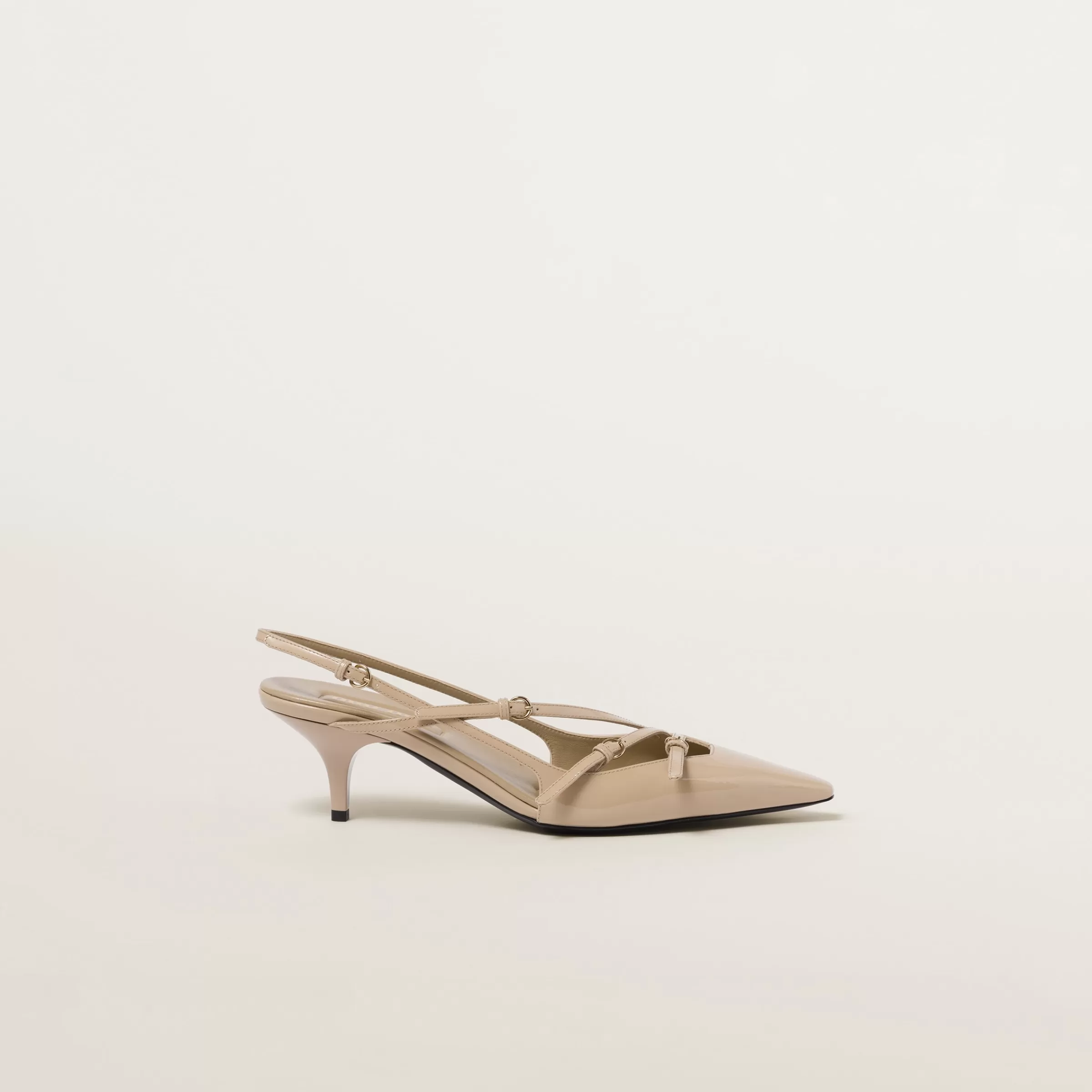 Miu Miu Patent Leather Slingbacks With Buckles |