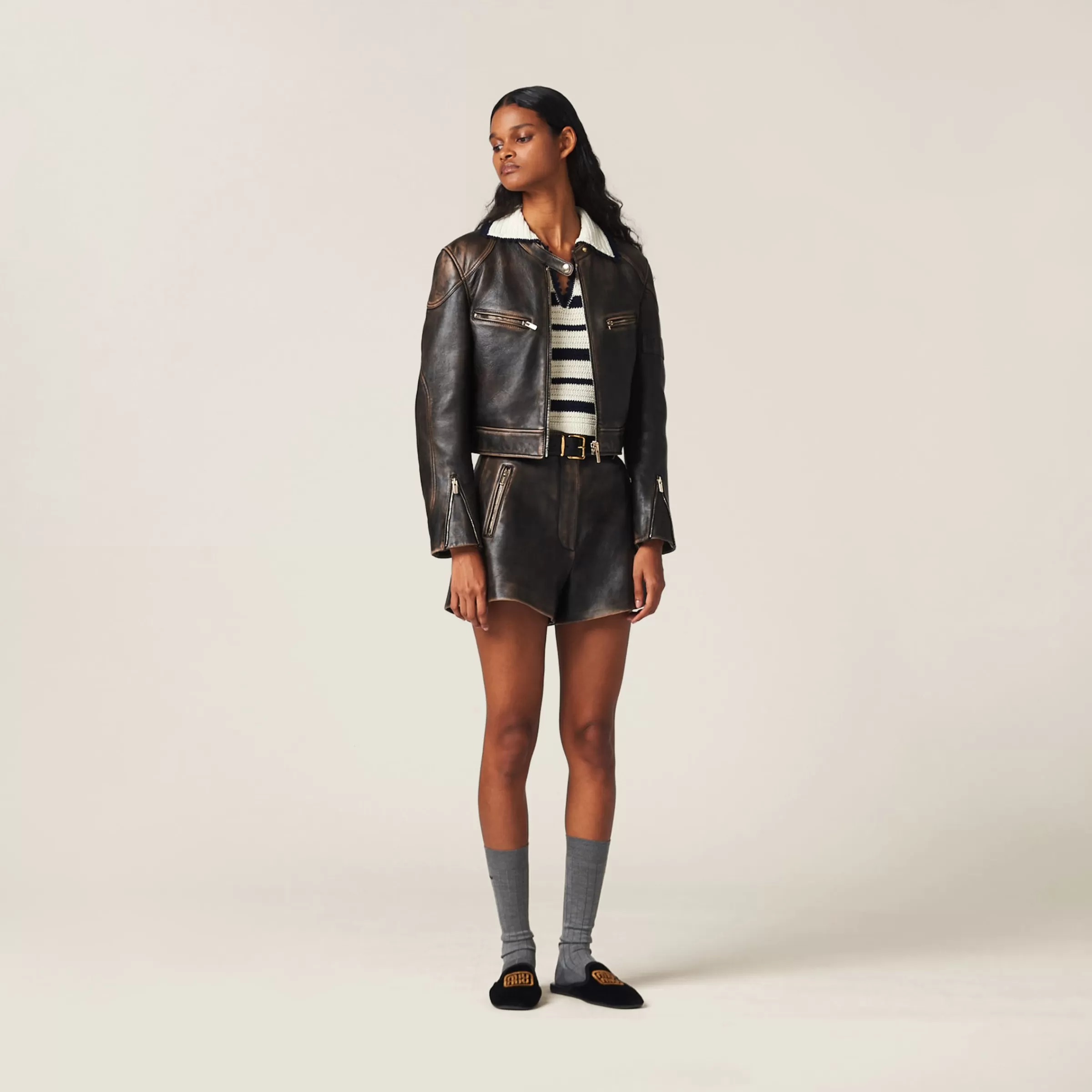 Miu Miu Nappa Leather Jacket |