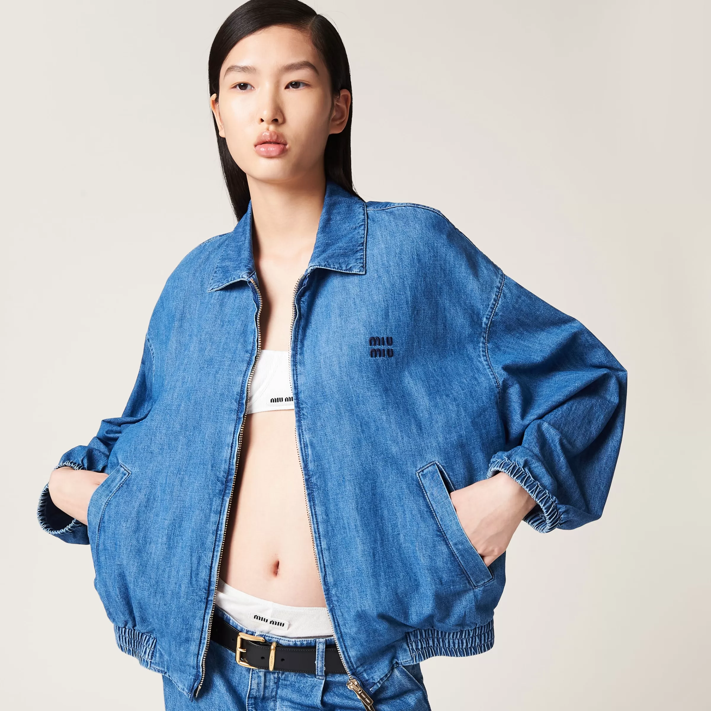 Miu Miu Chambray Blouson Jacket |