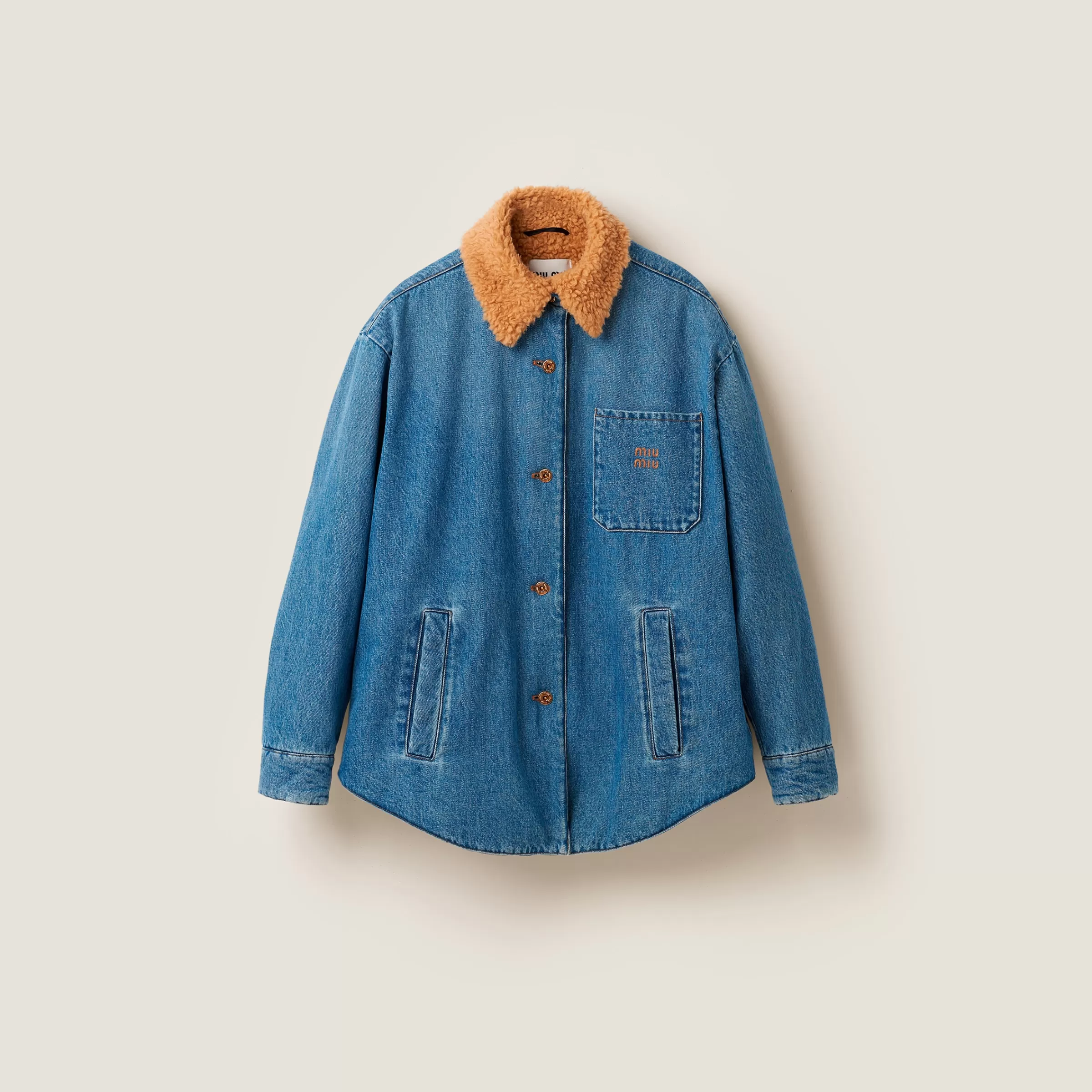Miu Miu Embroidered Denim Blouson Jacket |