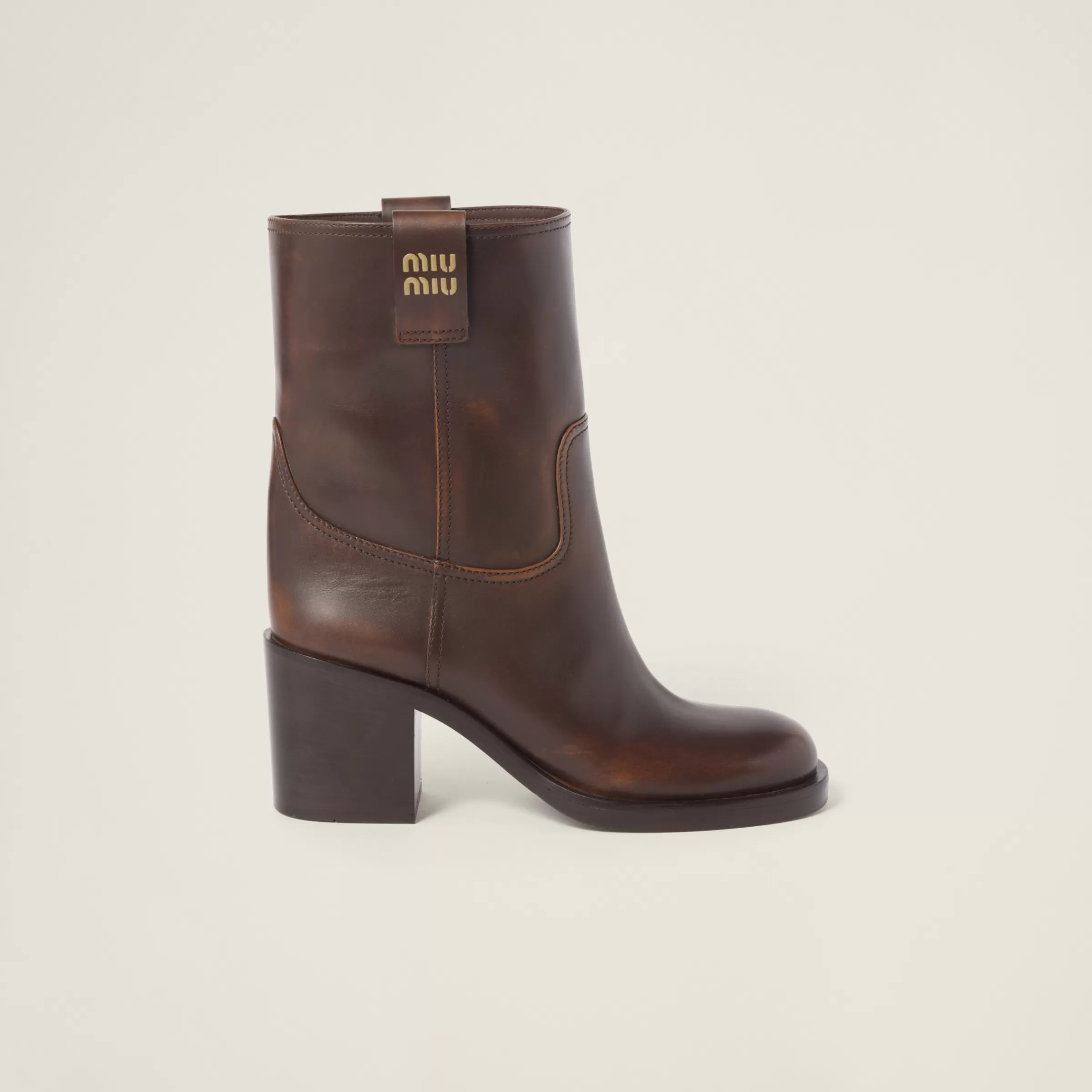 Miu Miu Fumé Leather Booties |