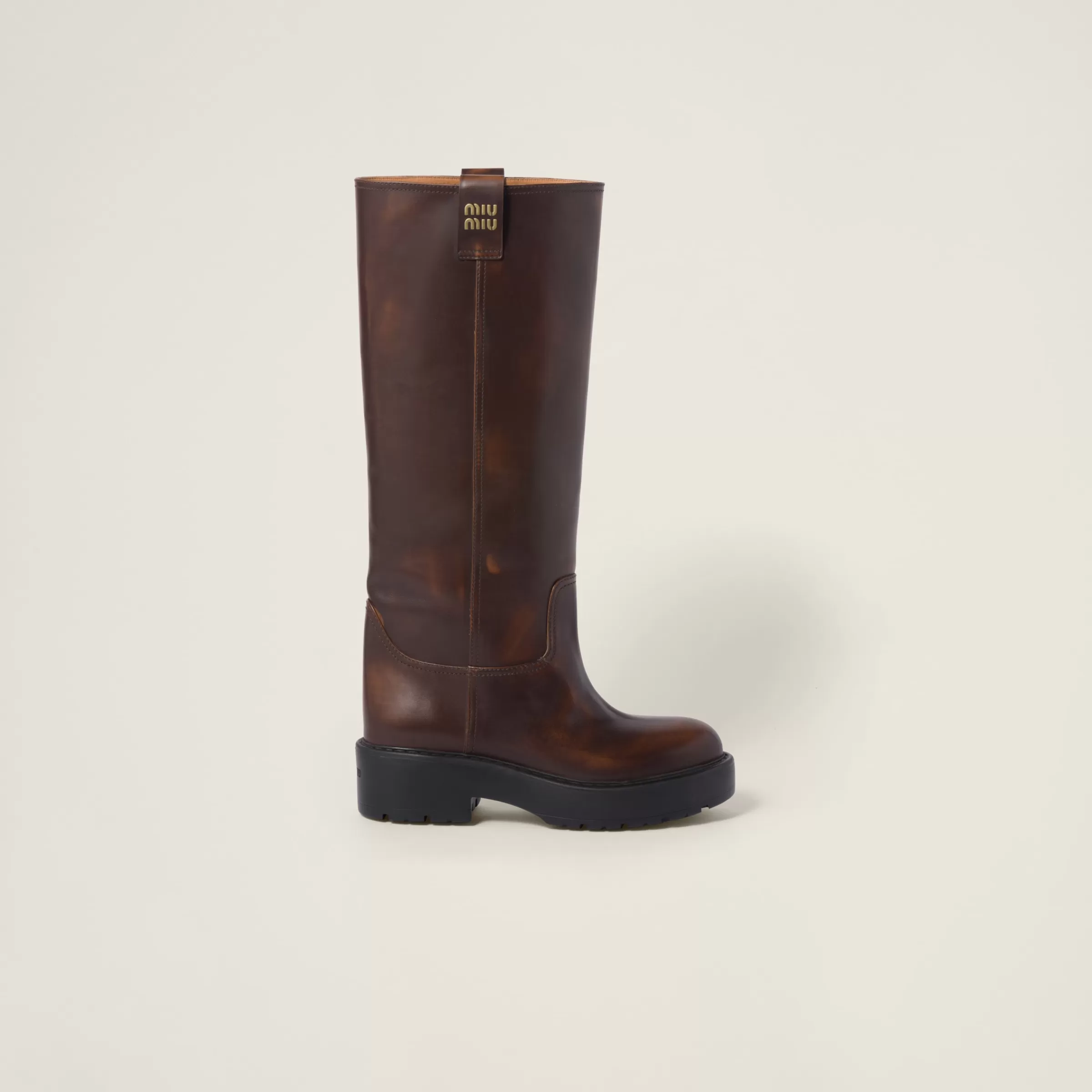 Miu Miu Fumé Leather Boots |