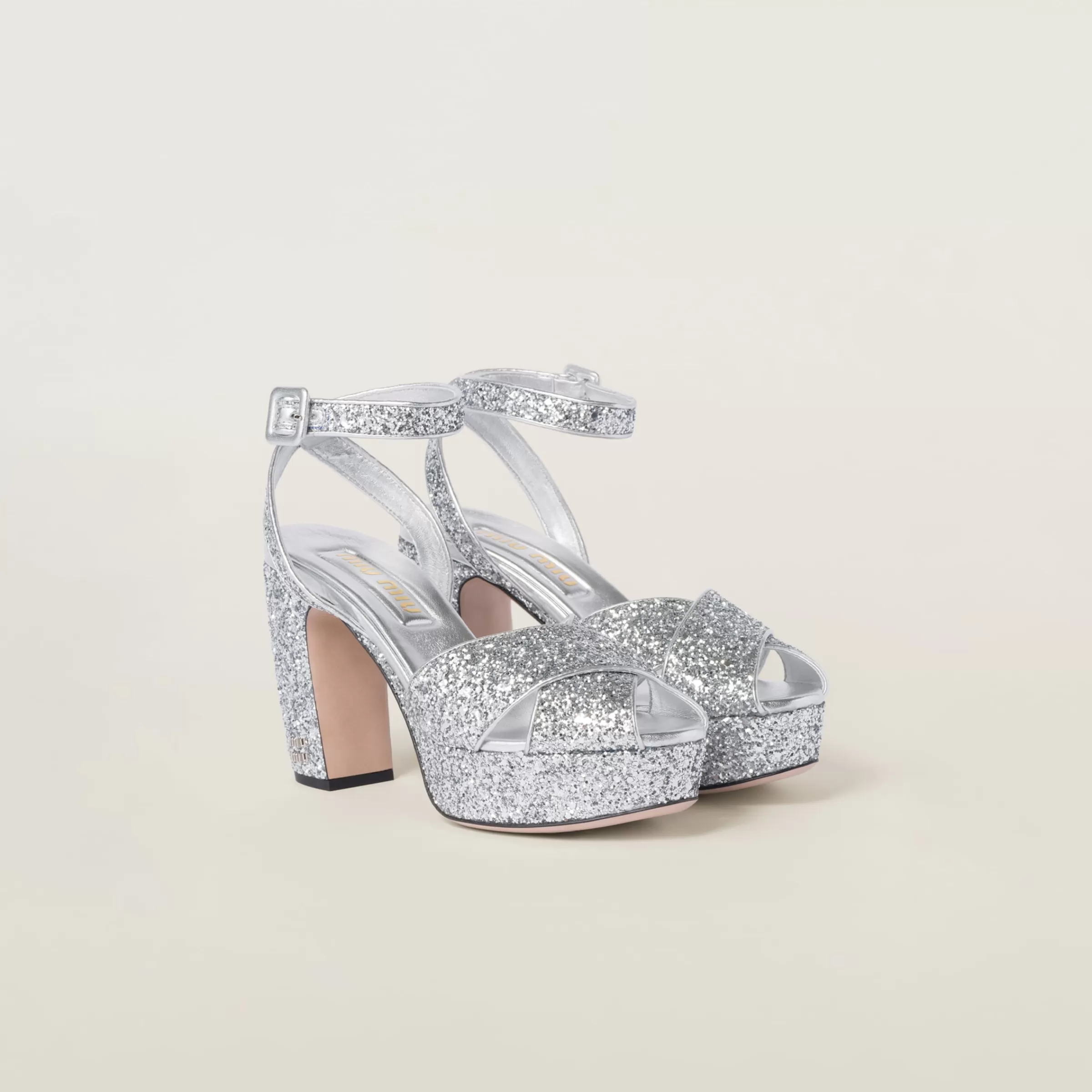 Miu Miu Glitter Sandals |
