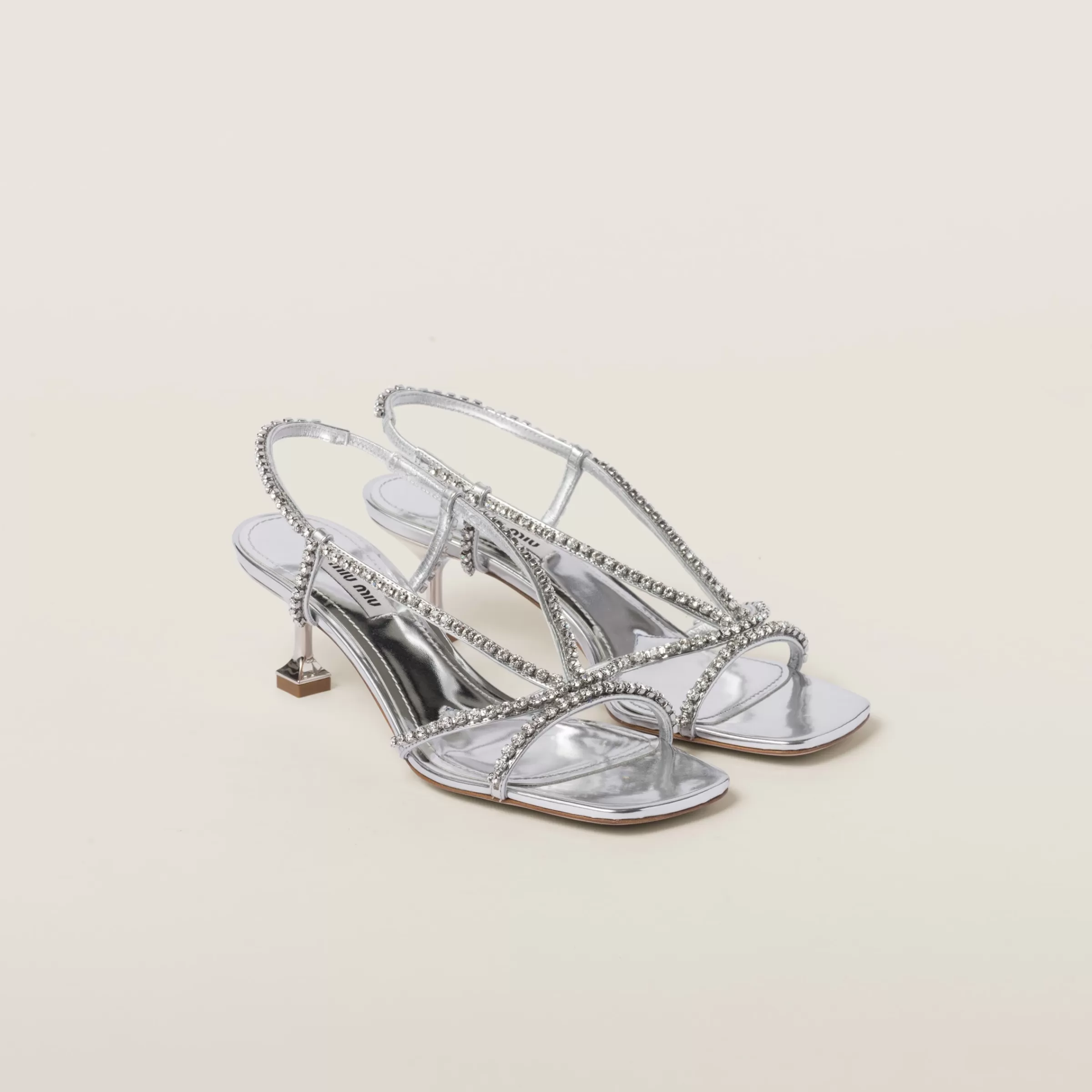 Miu Miu Metallic Leather Sandals |