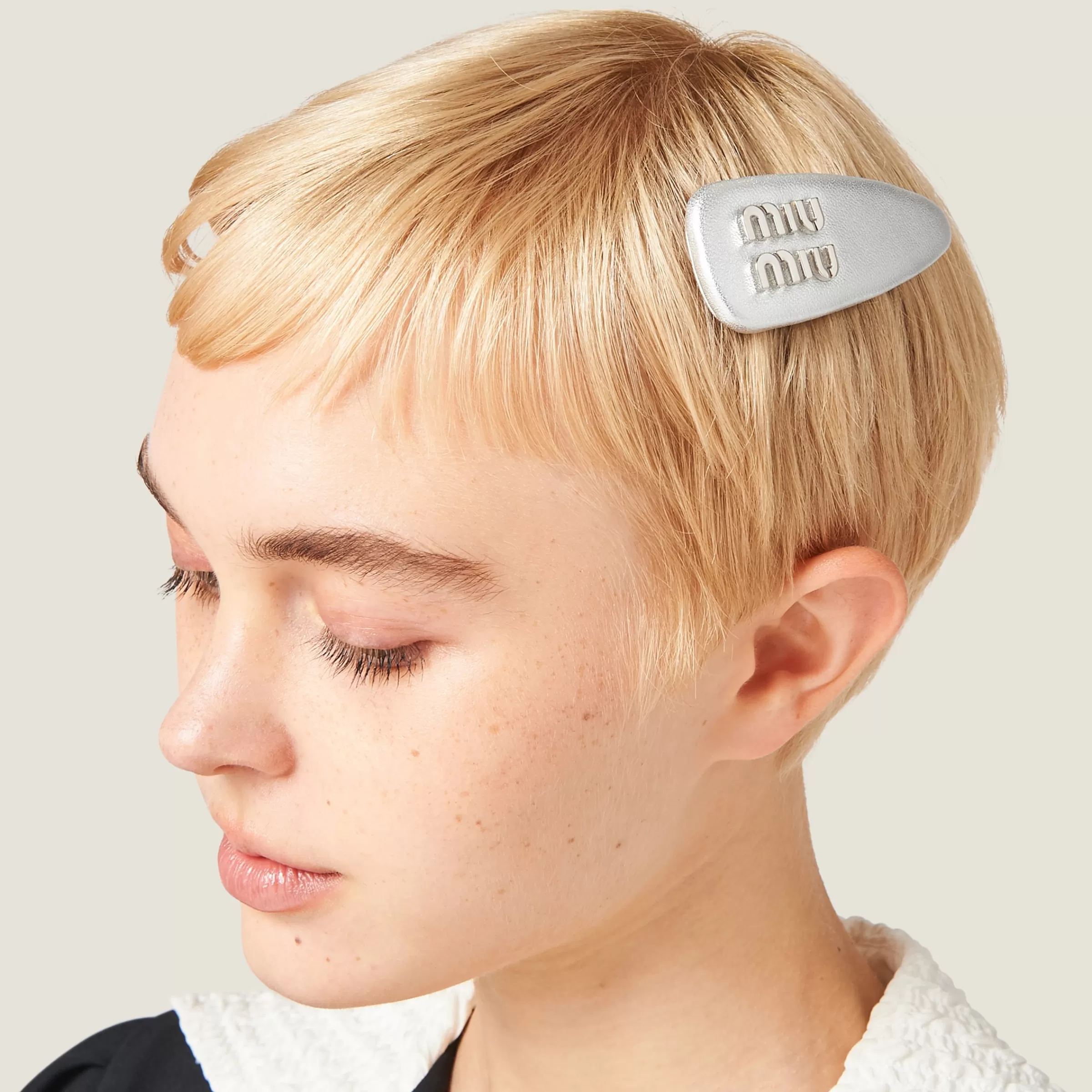 Miu Miu Nappa Leather Hair Clip |