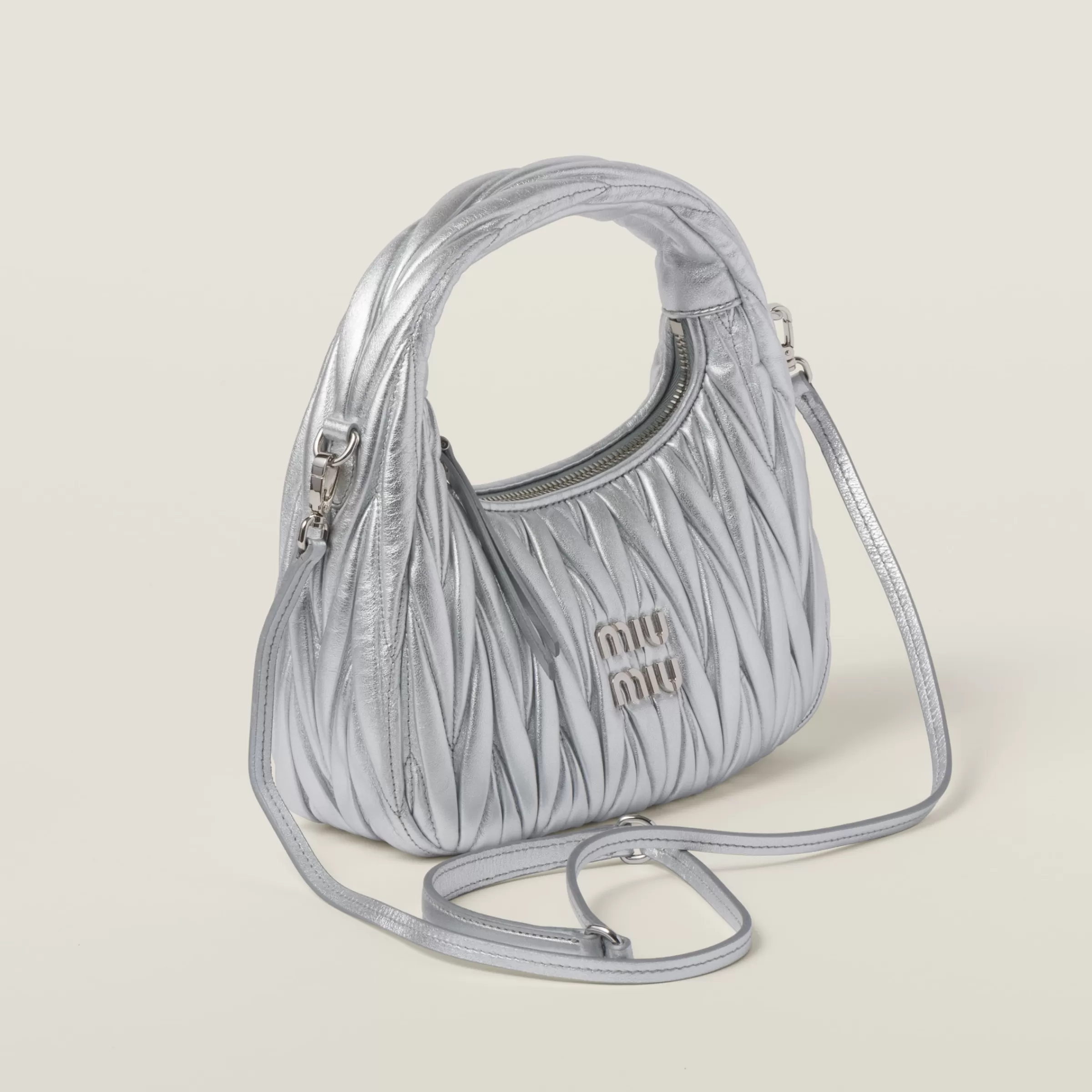 Miu Miu Wander Matelassé Nappa Leather Hobo Bag |