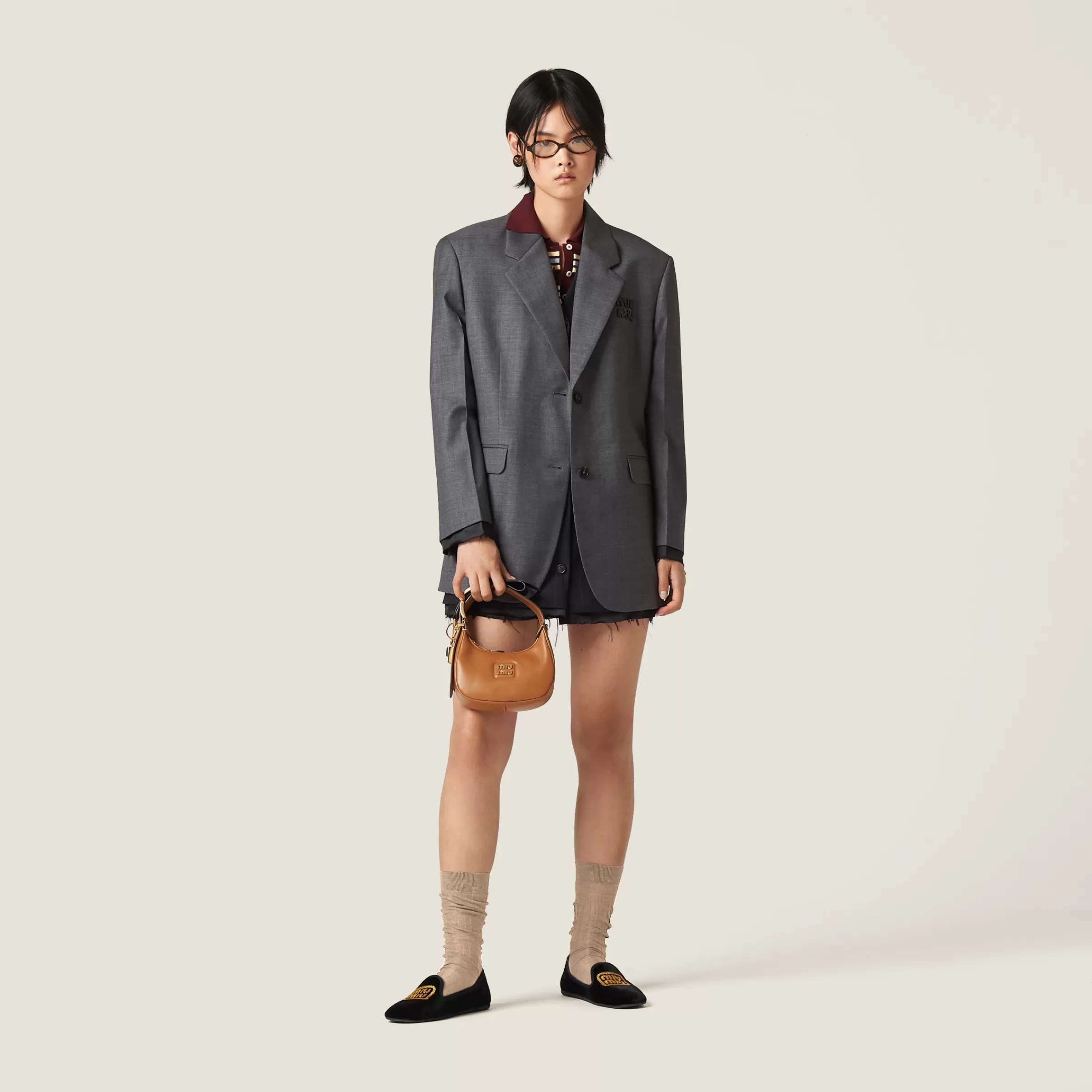 Miu Miu Single-breasted Prince Of Wales Check Grisaille Jacket |