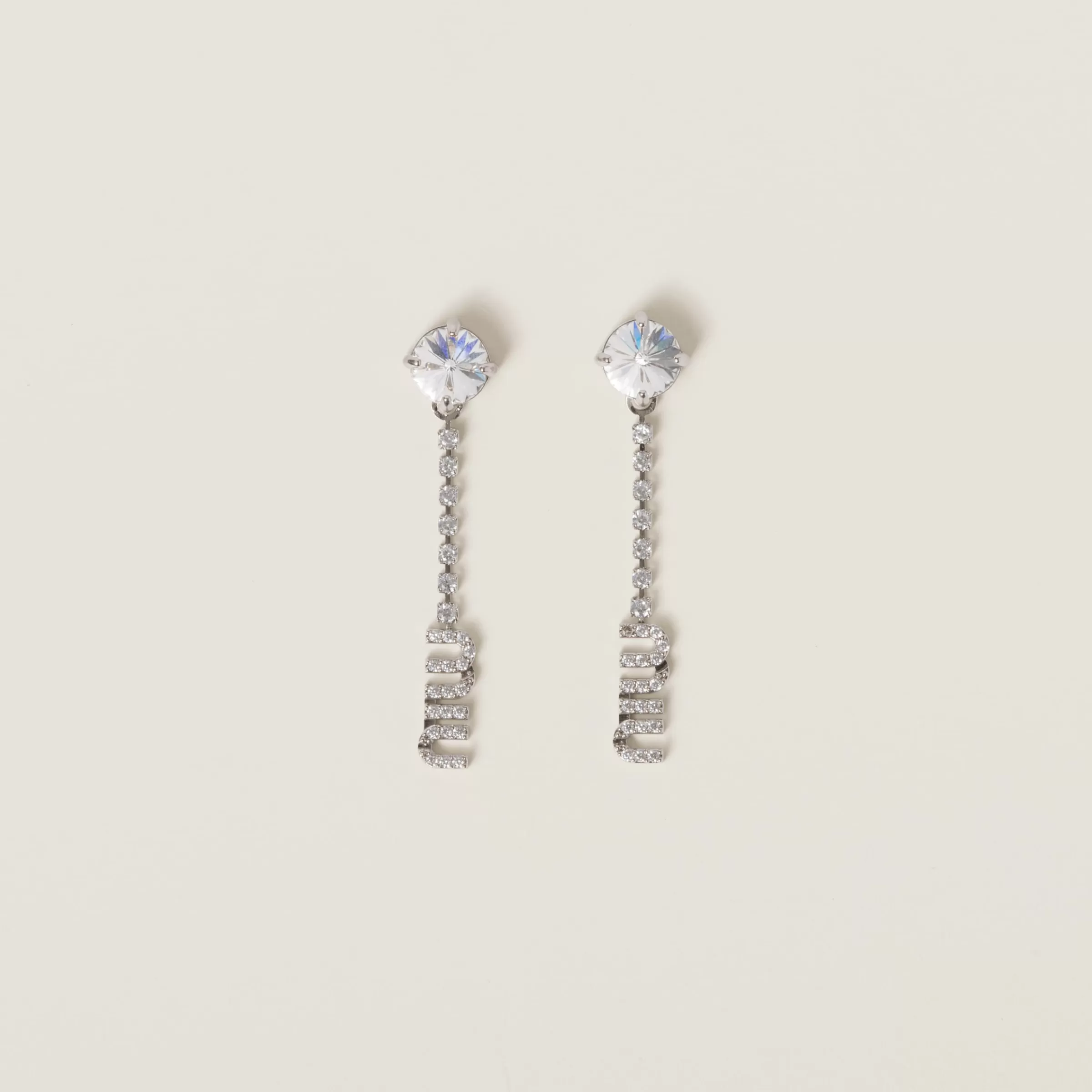 Miu Miu Metal Earrings With Crystals |