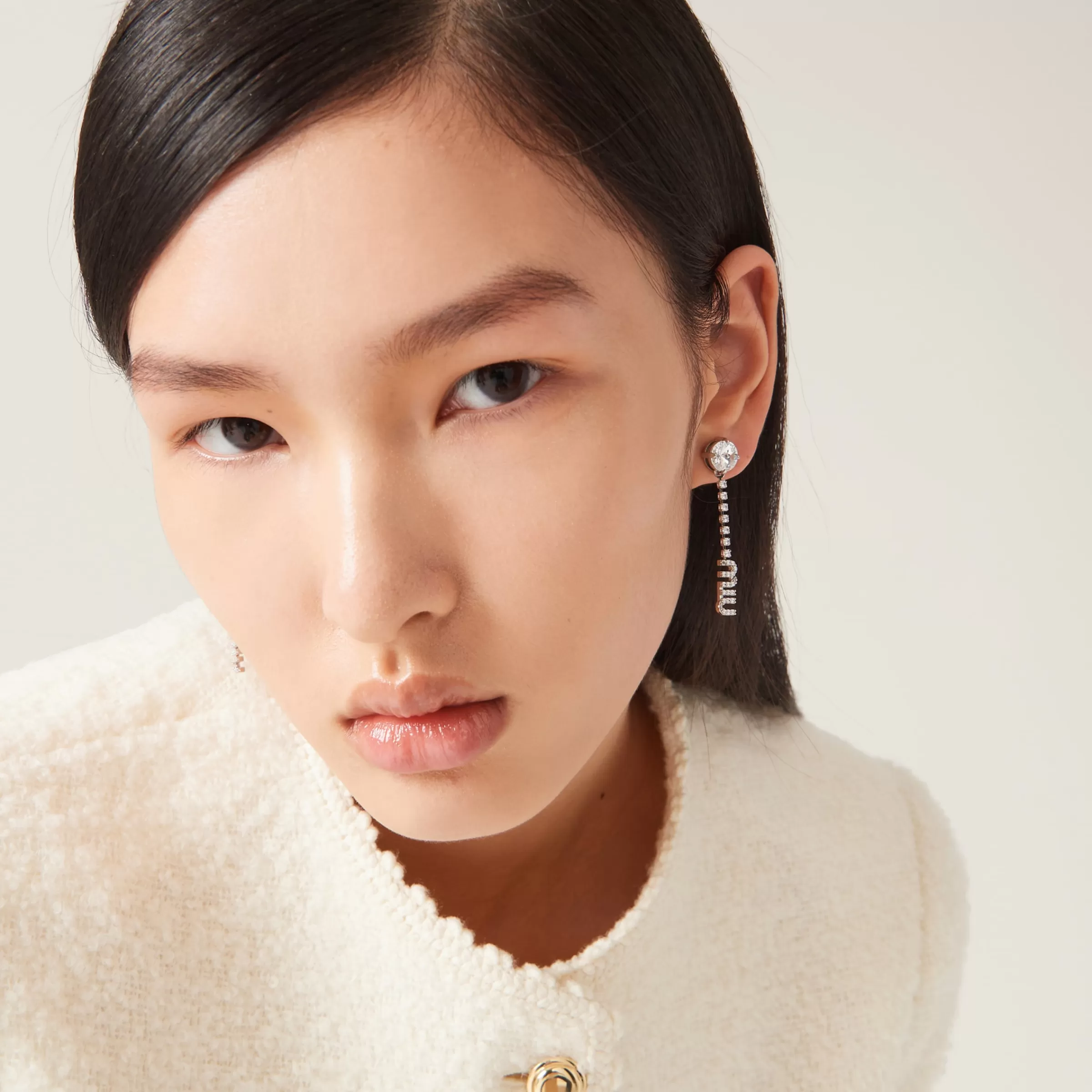 Miu Miu Metal Earrings With Crystals |