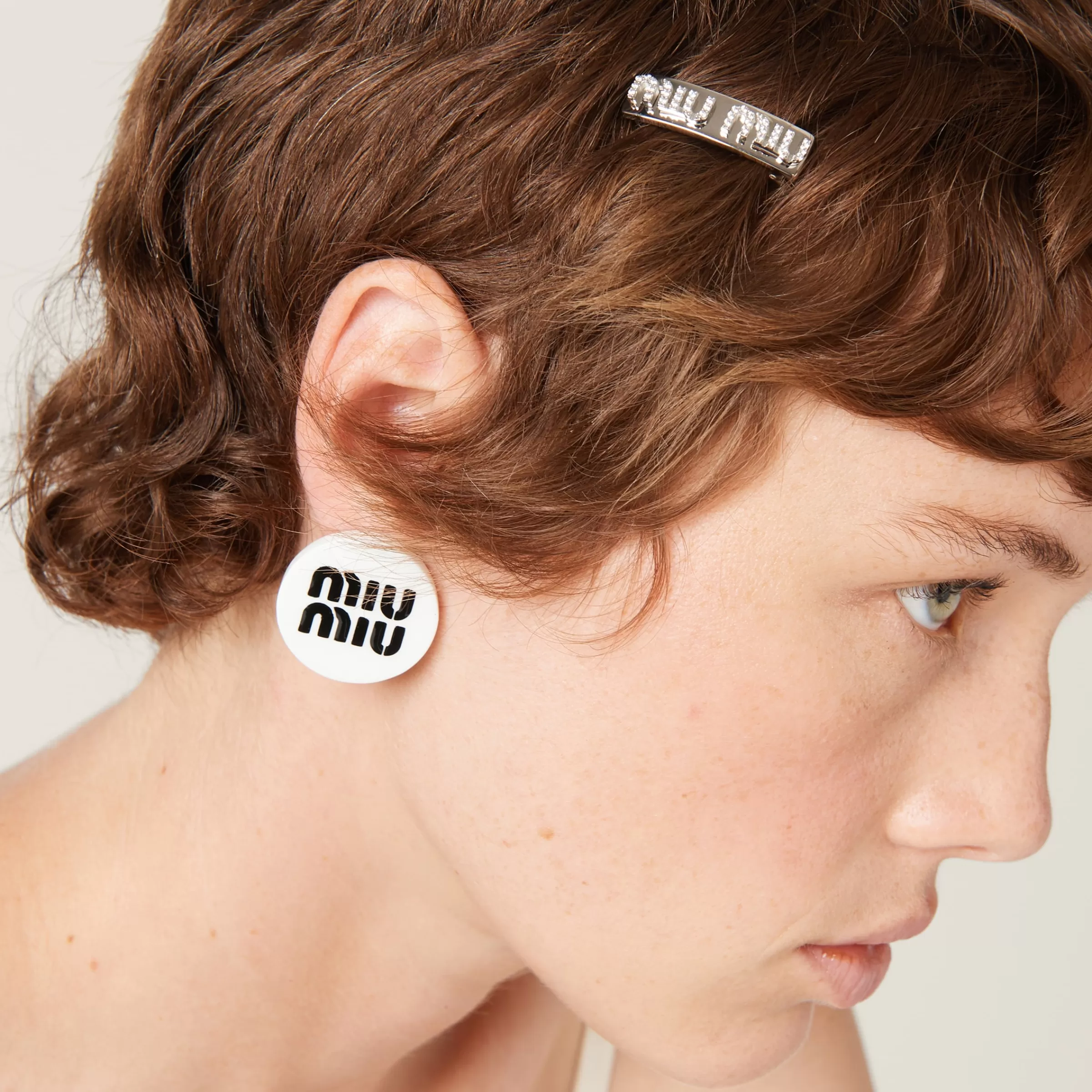 Miu Miu Metal Hair Clip With Crystals |