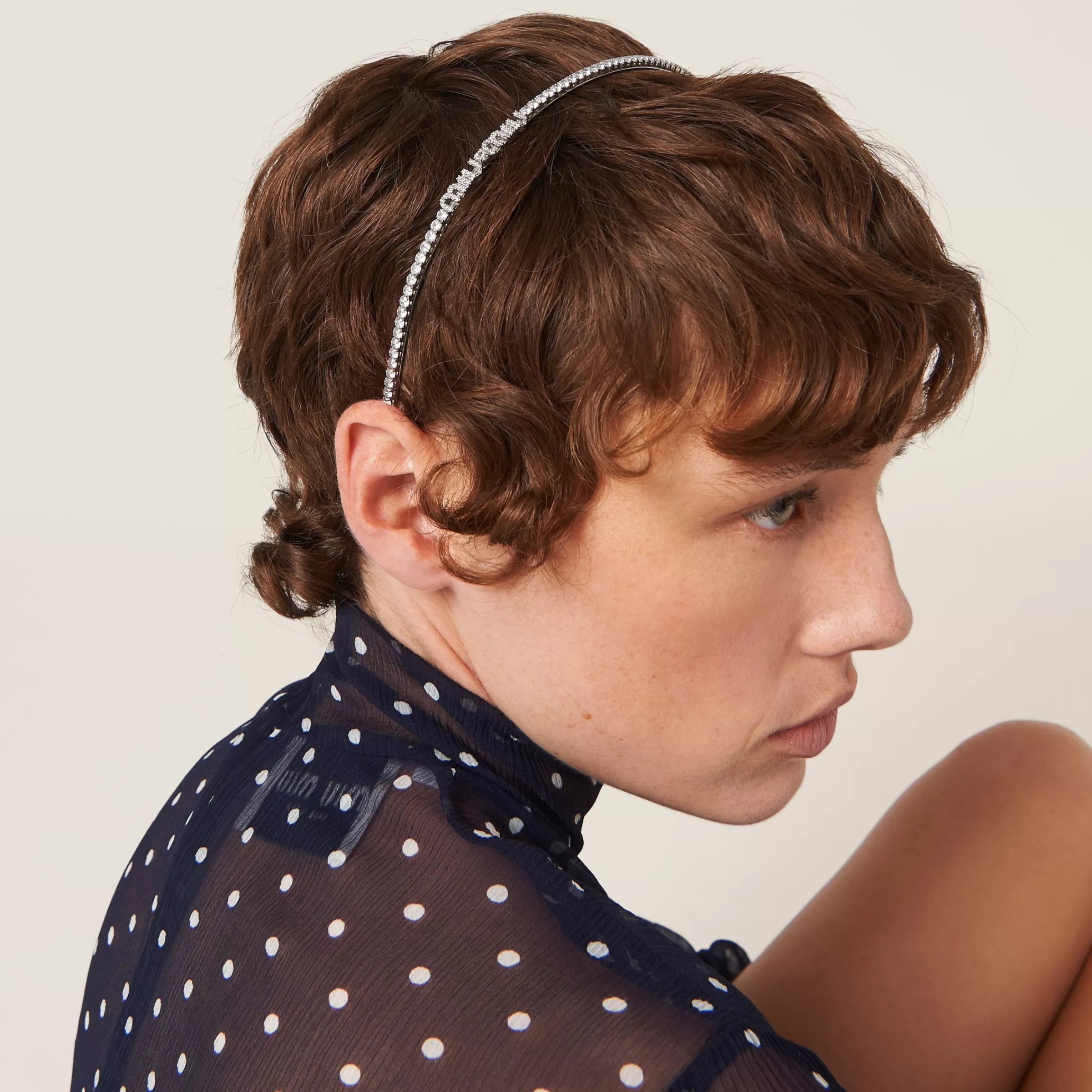 Miu Miu Metal Headband With Crystals |