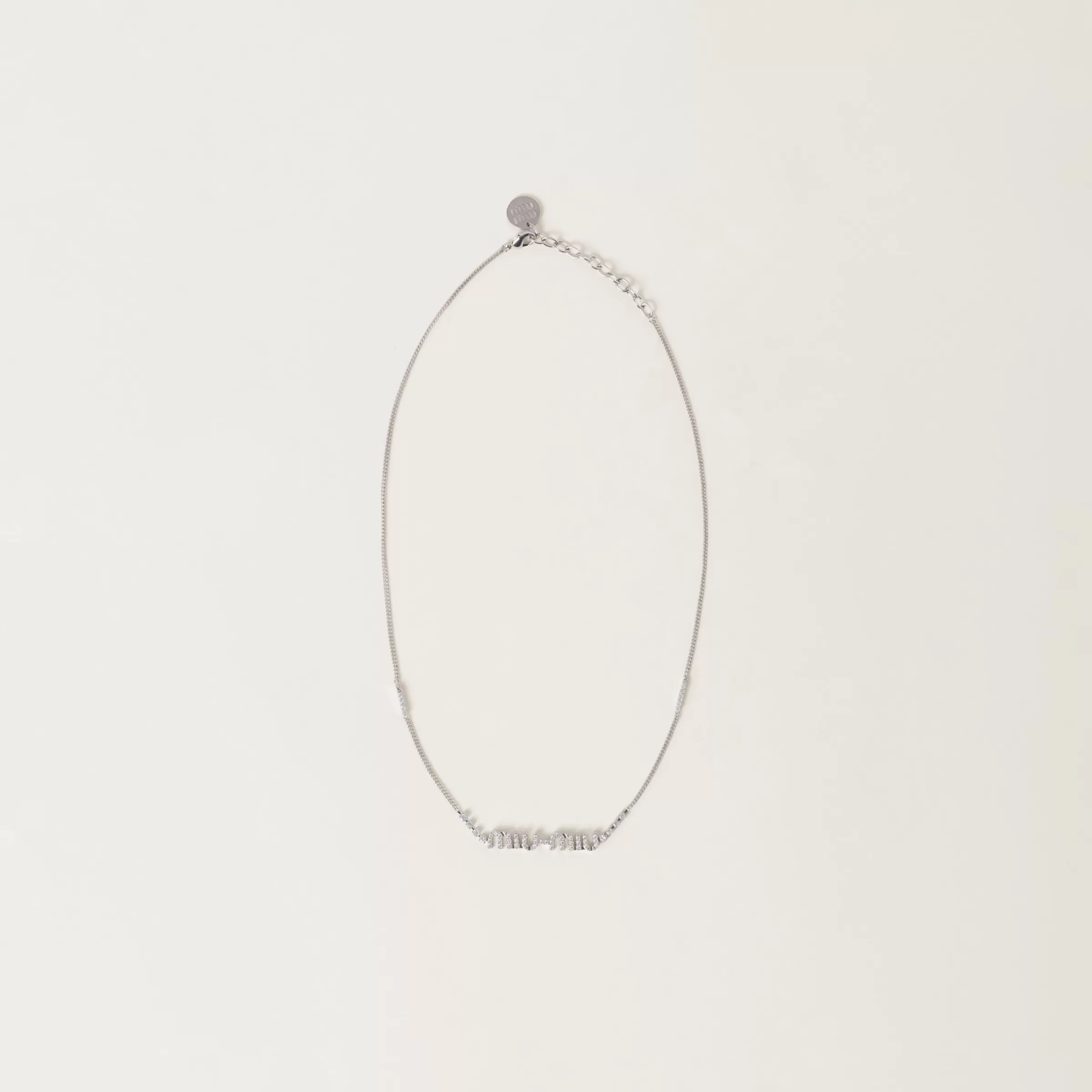 Miu Miu Metal Necklace With Crystals |