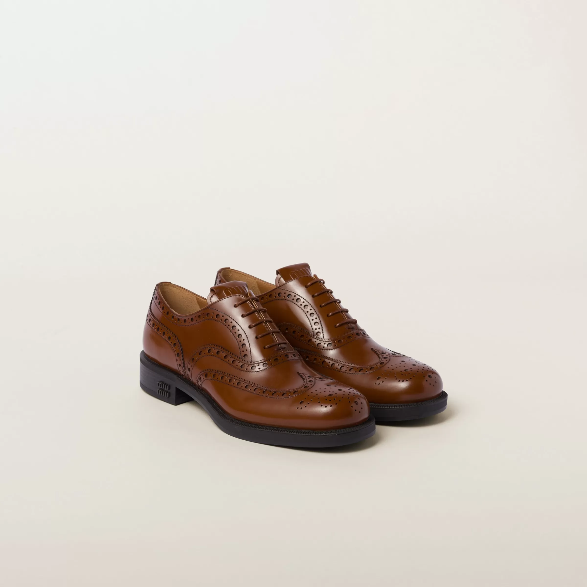 Miu Miu Church's X Brushed Leather Oxford Brogue Shoes |