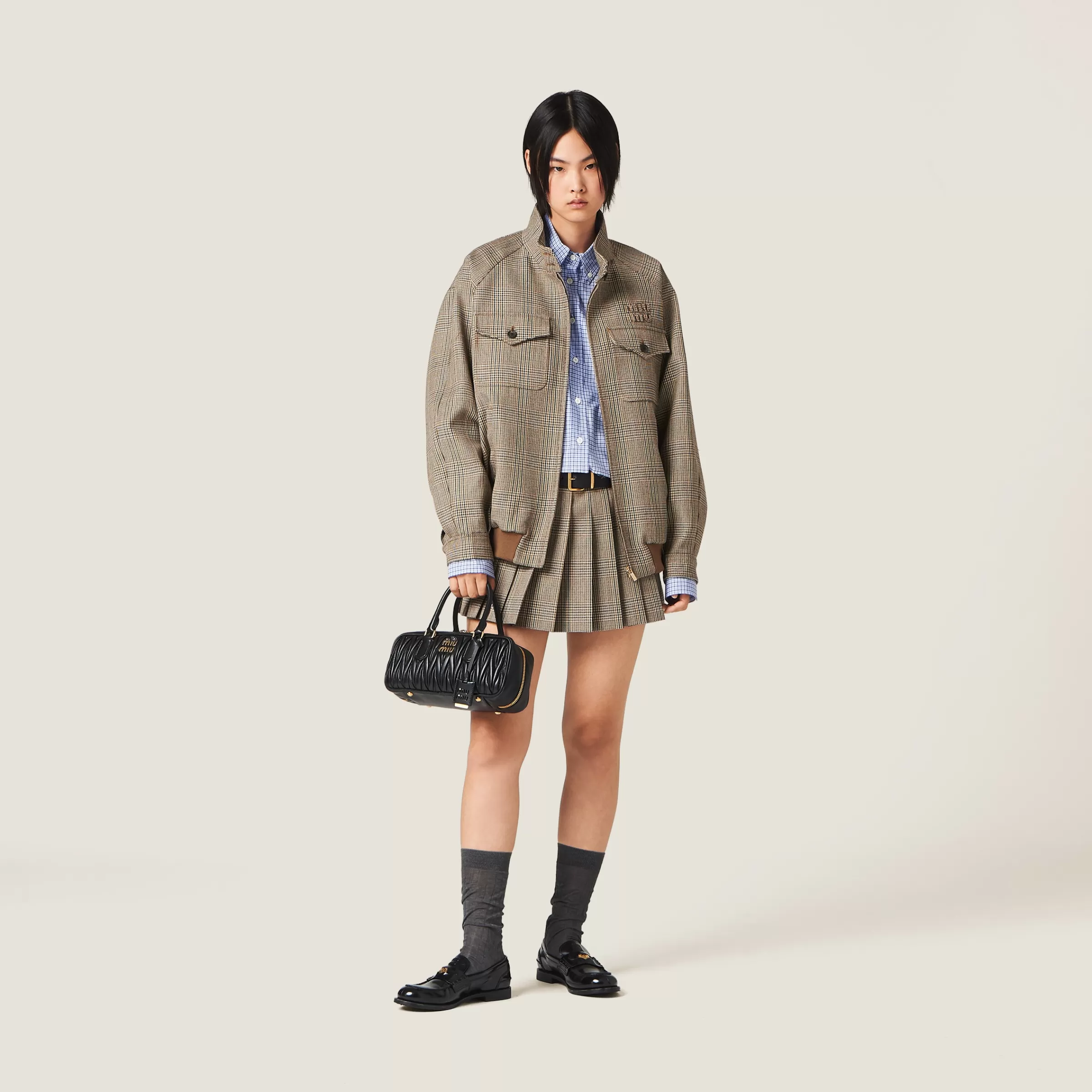 Miu Miu Prince Of Wales Checked Blouson Jacket |