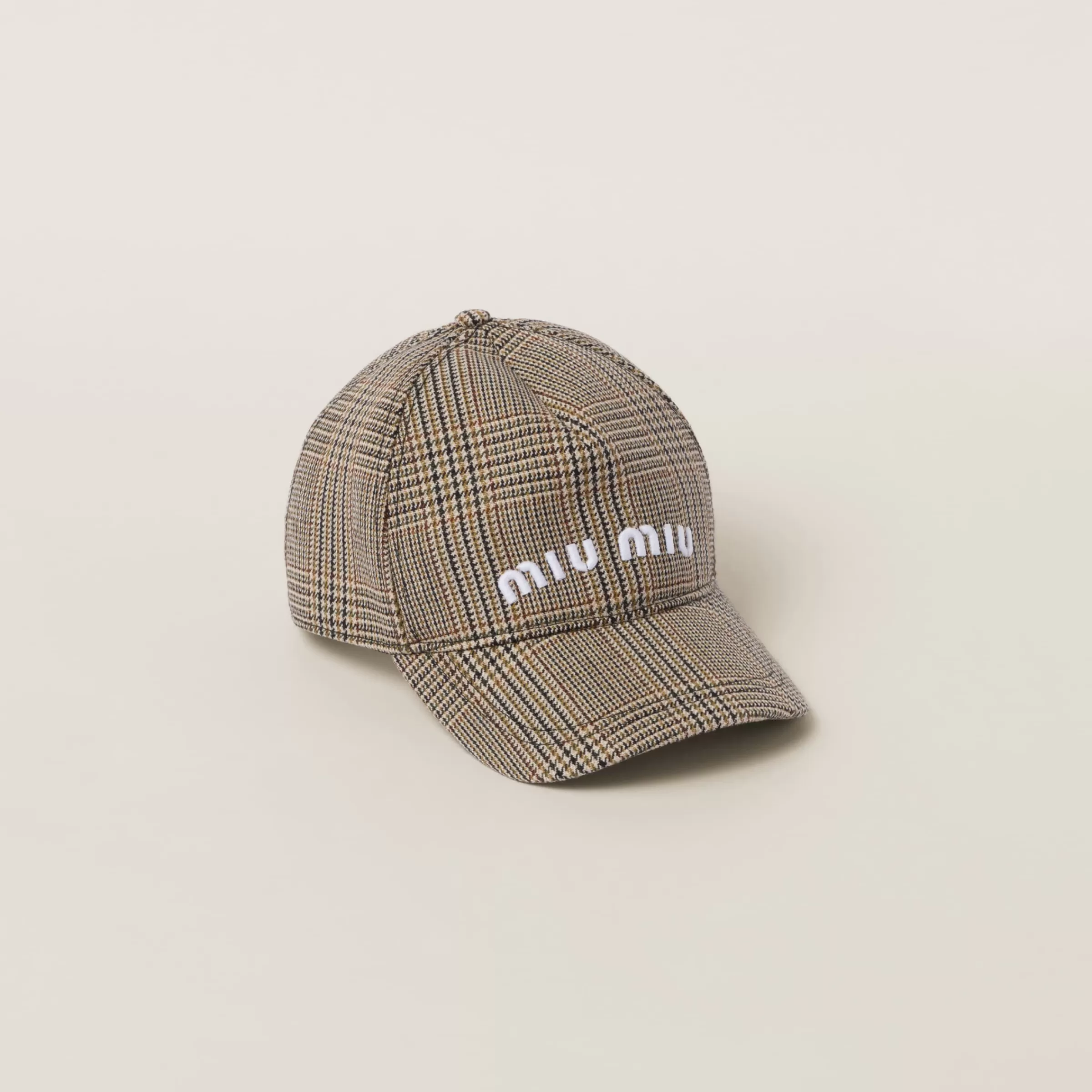 Miu Miu Prince Of Wales Checked Wool Baseball Cap |