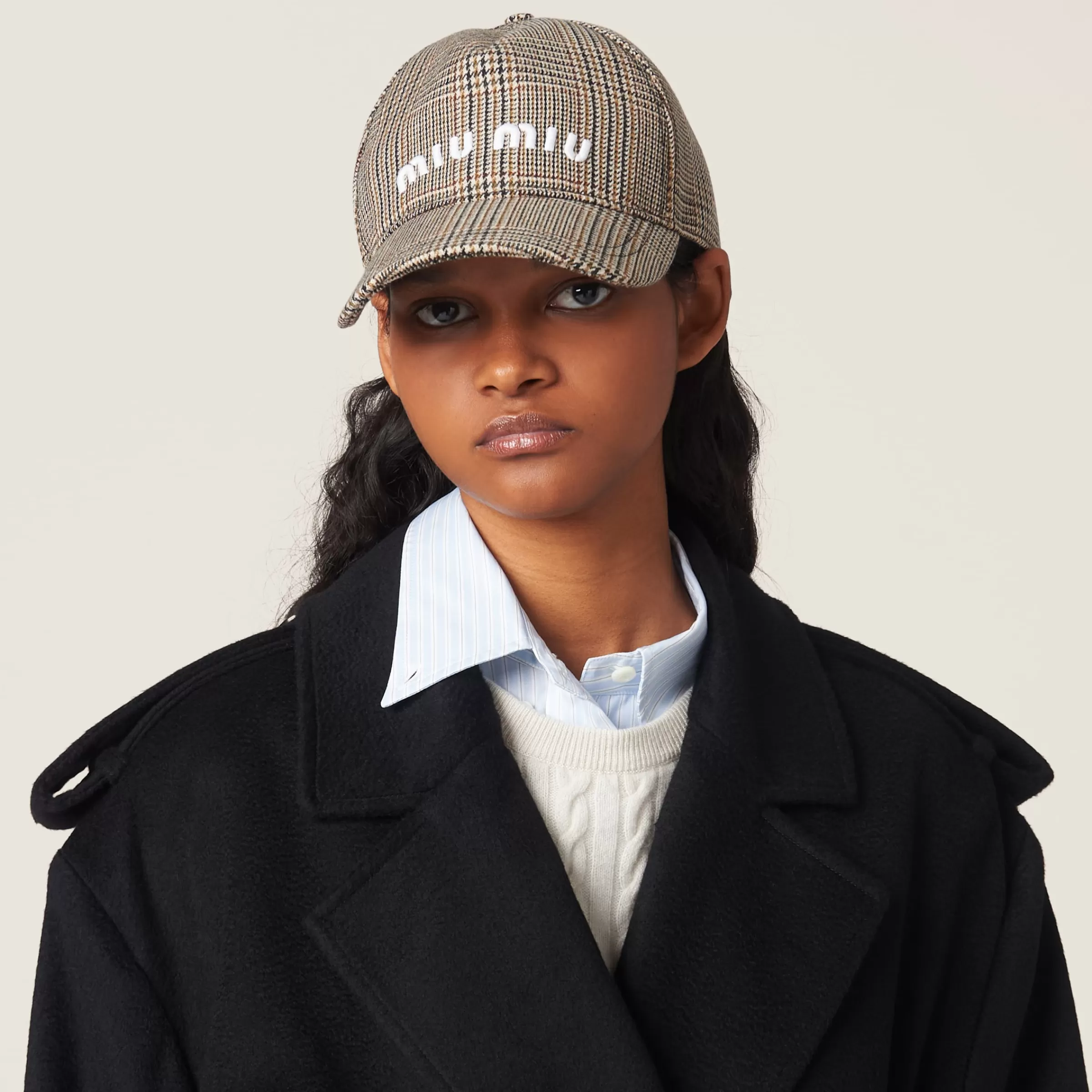 Miu Miu Prince Of Wales Checked Wool Baseball Cap |