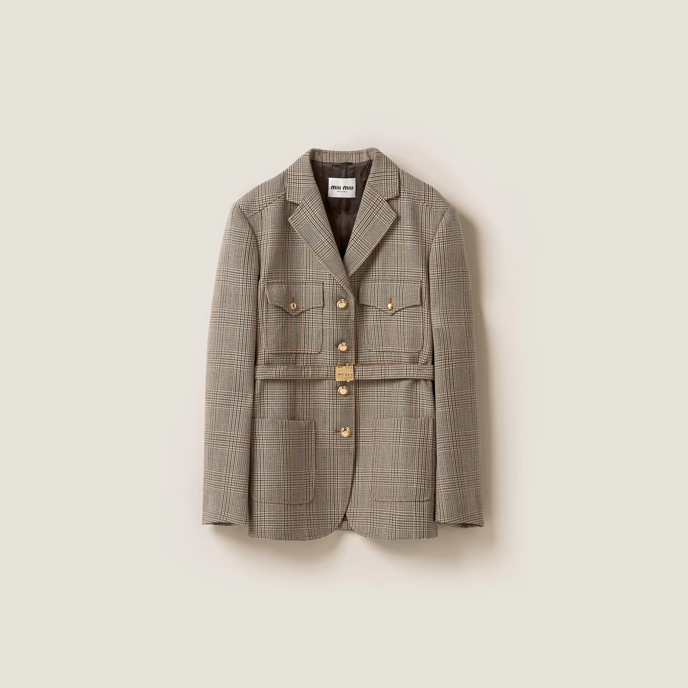 Miu Miu Single-breasted Prince Of Wales Check Jacket |