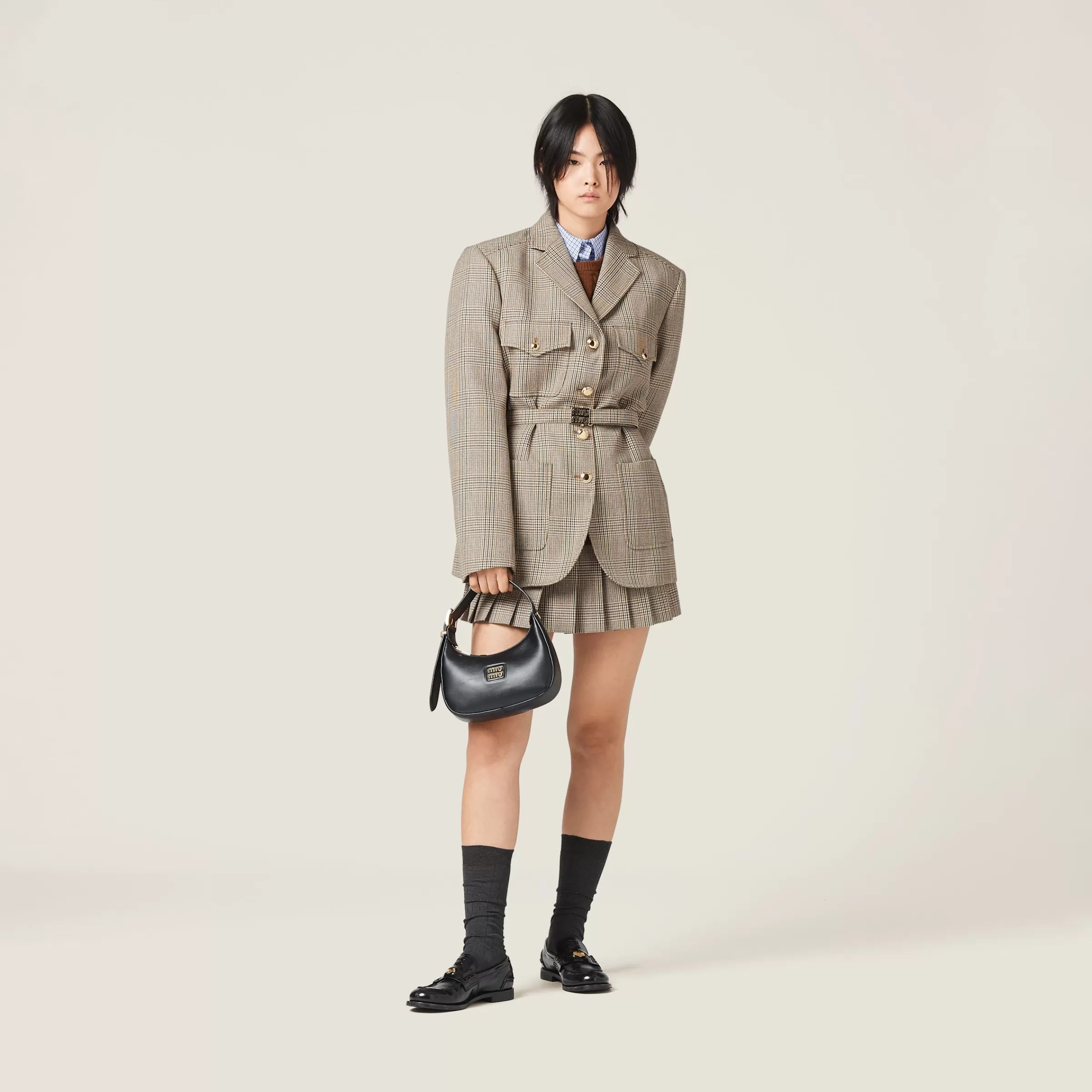 Miu Miu Single-breasted Prince Of Wales Check Jacket |