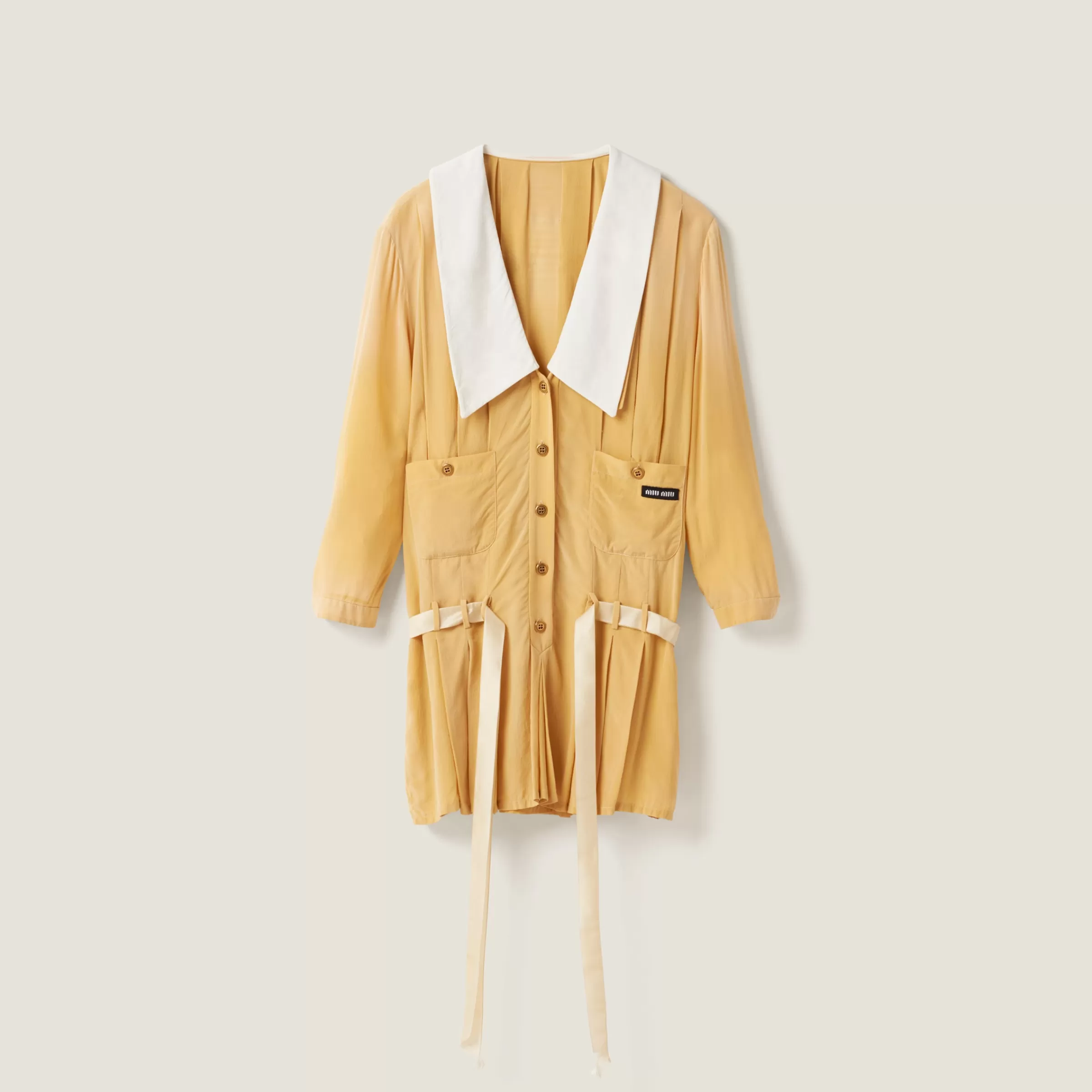 Miu Miu Garment-dyed Crepe De Chine Mini-dress |