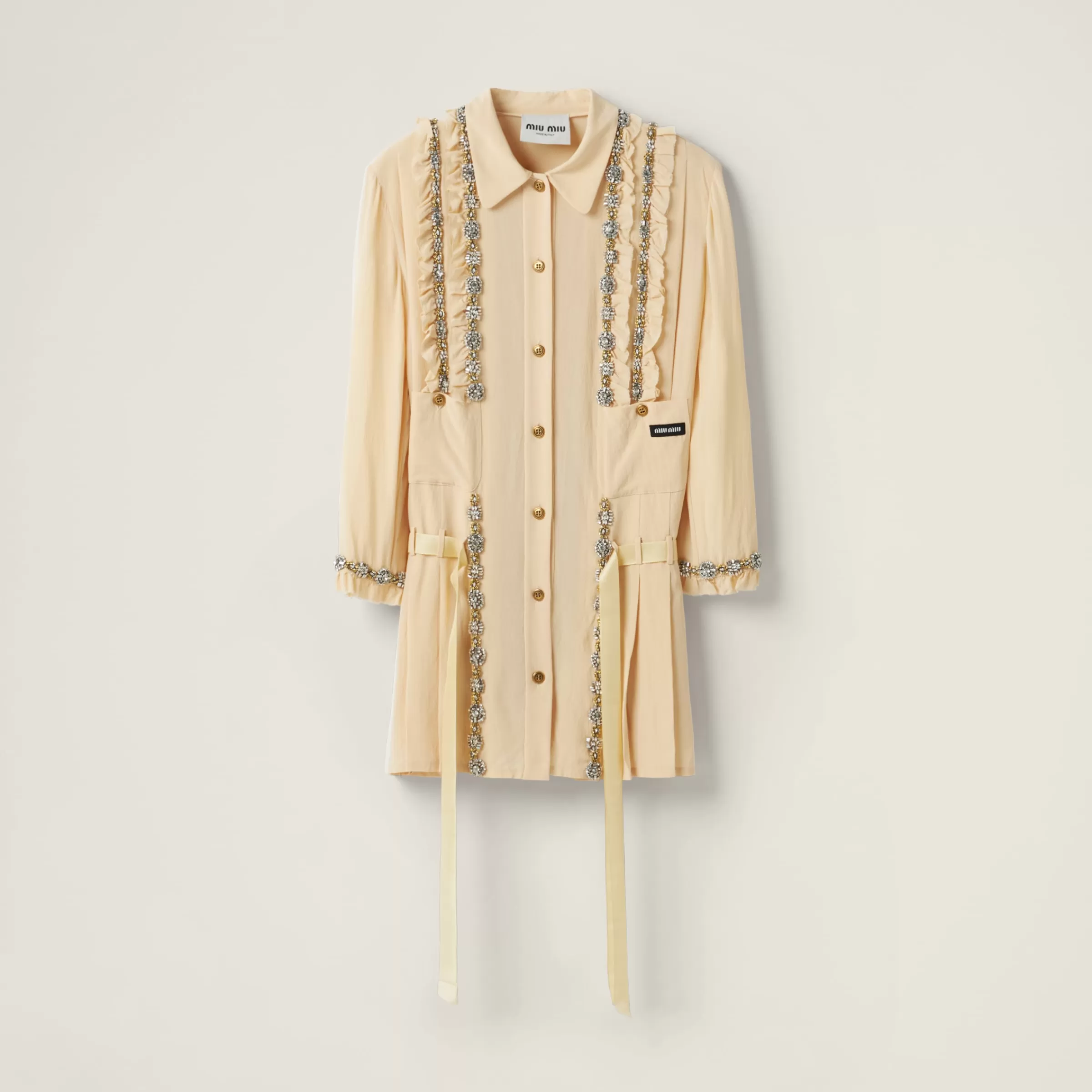 Miu Miu Embroidered Marocain Mini-dress |