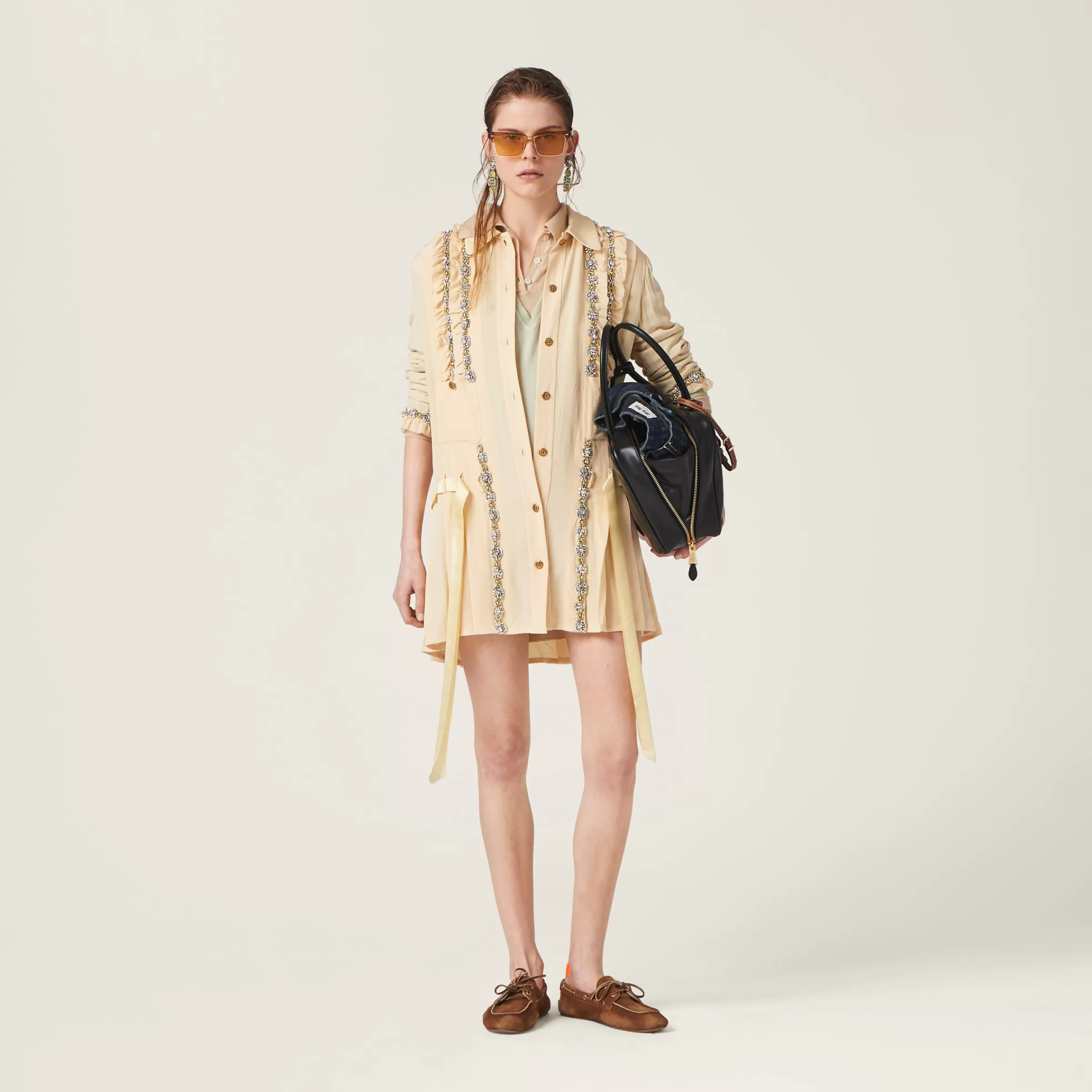 Miu Miu Embroidered Marocain Mini-dress |