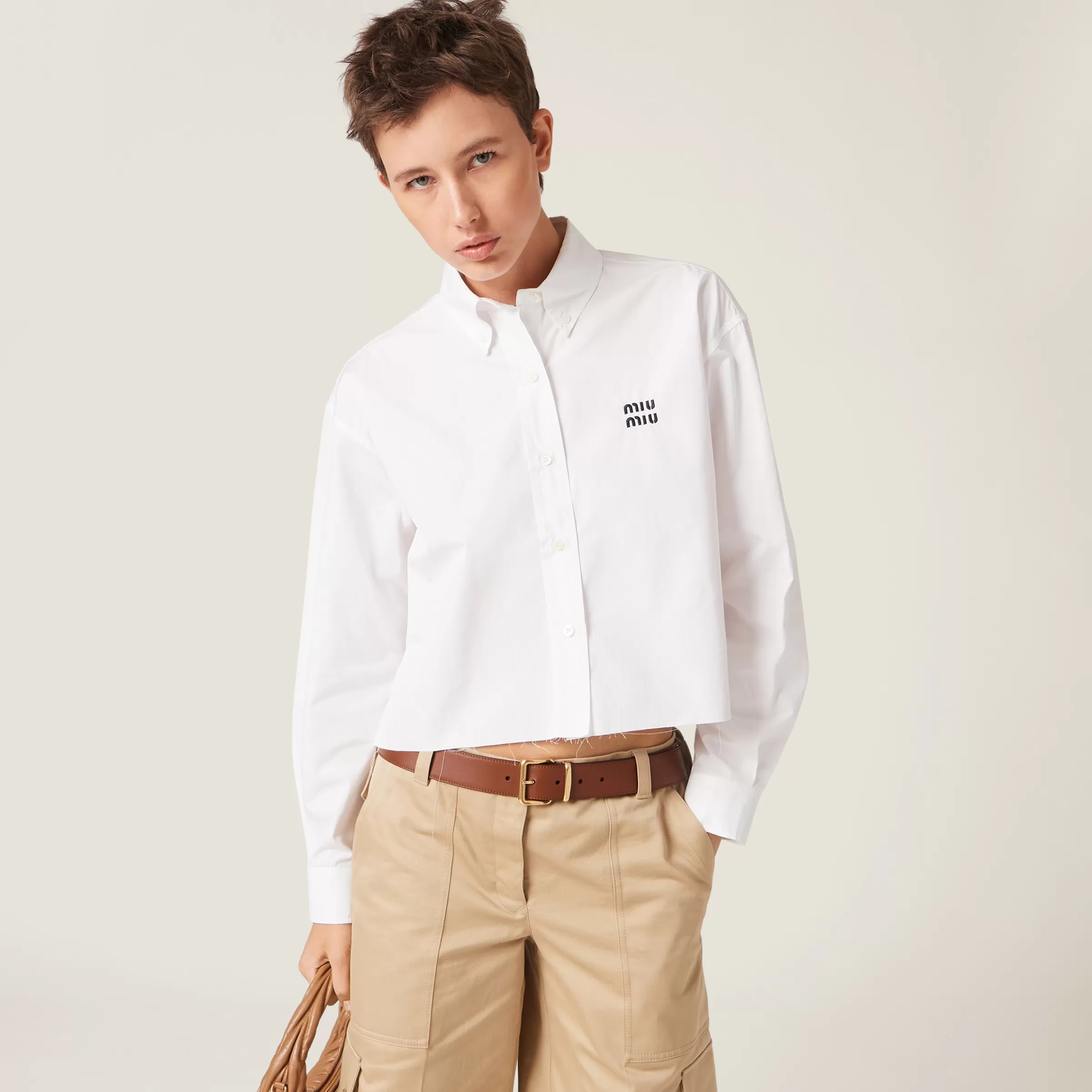 Miu Miu Cropped Poplin Shirt |
