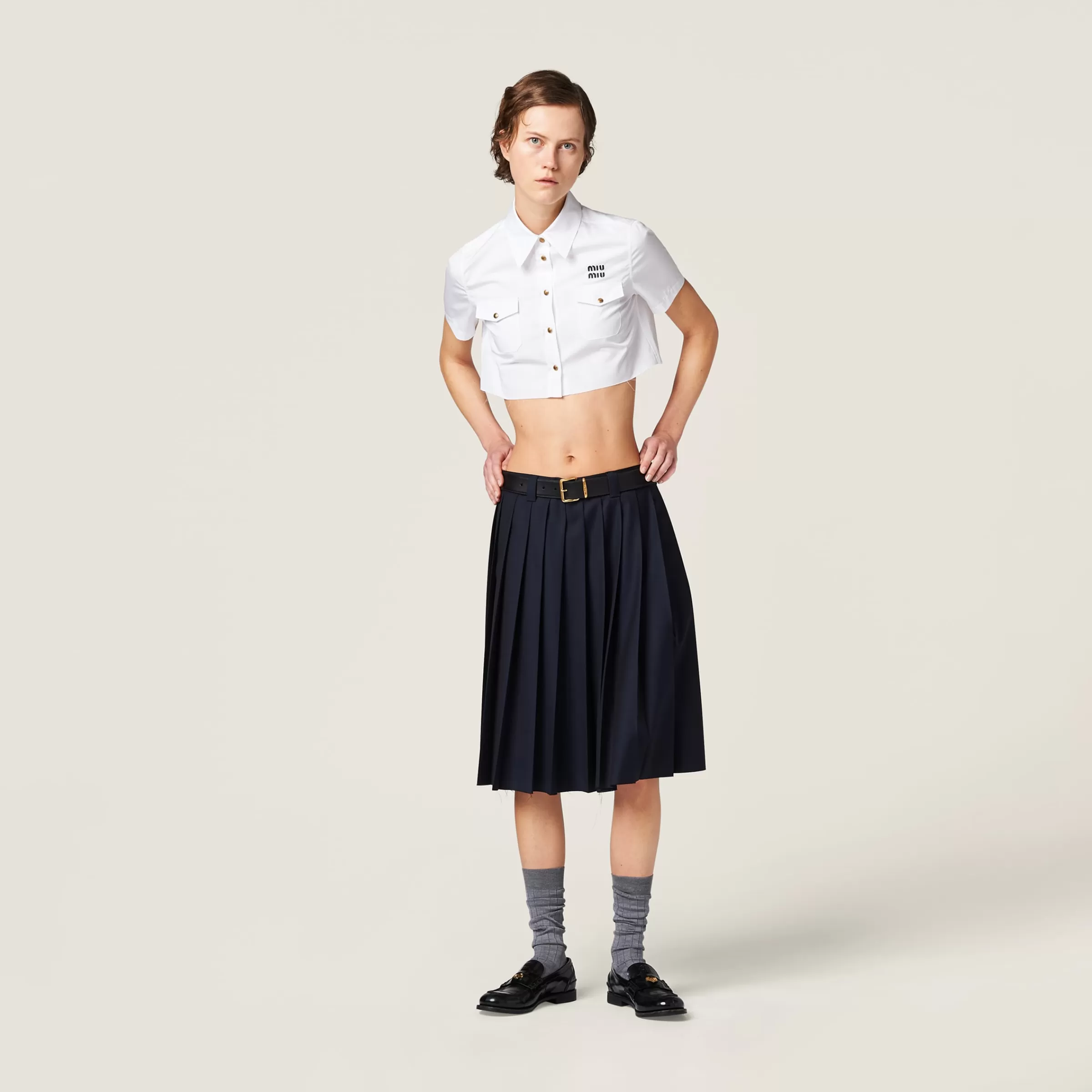 Miu Miu Cropped Poplin Shirt |