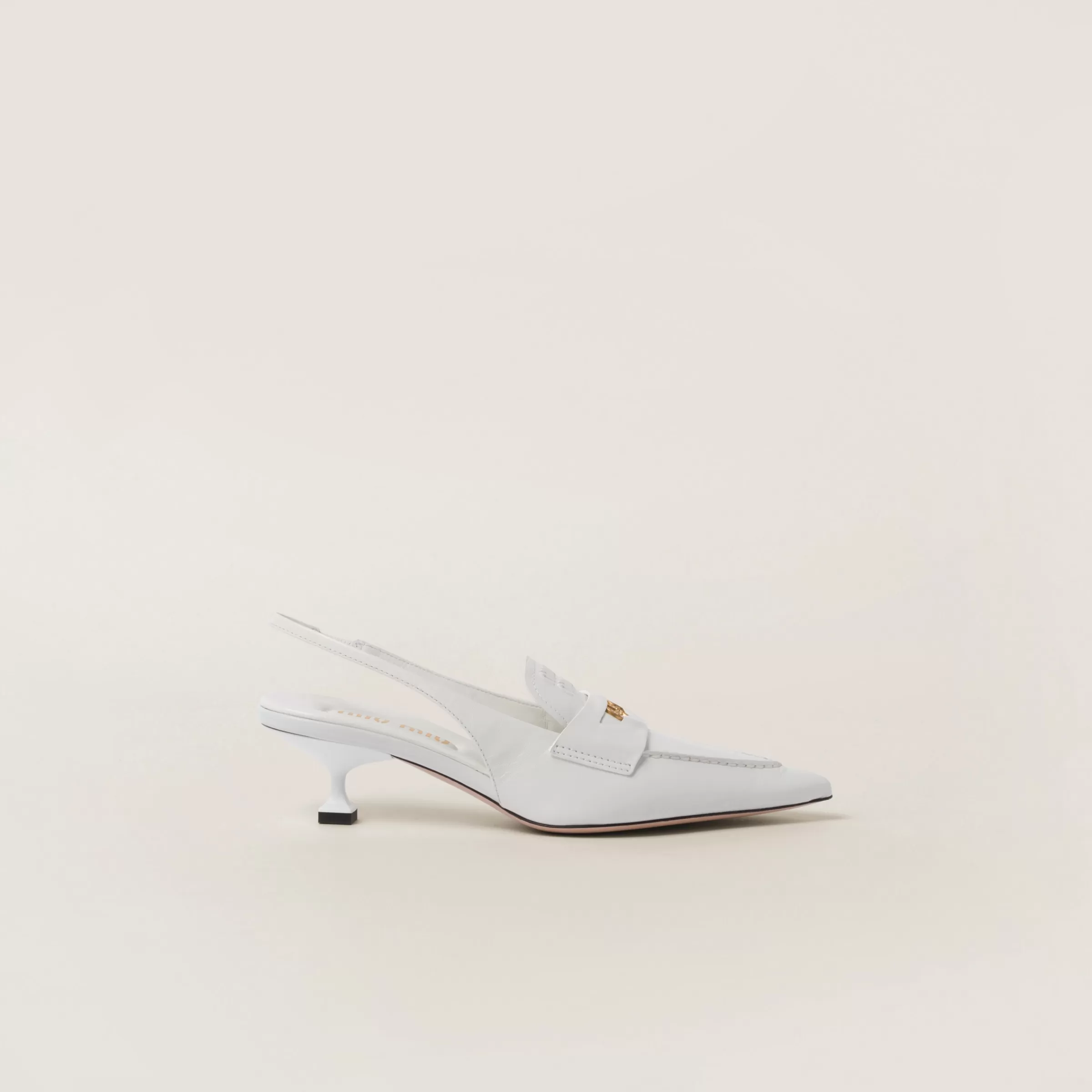 Miu Miu Leather Penny Loafers With Heel |