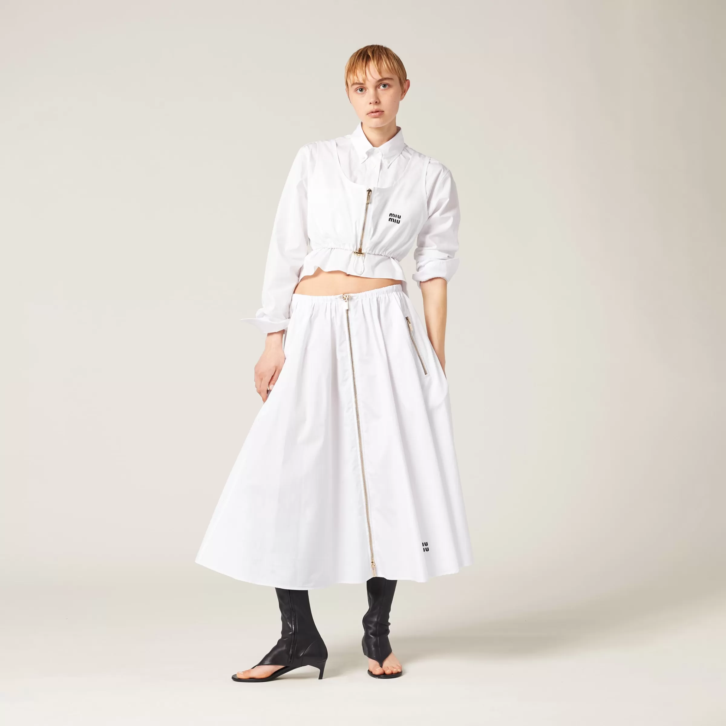 Miu Miu Long Poplin Skirt |