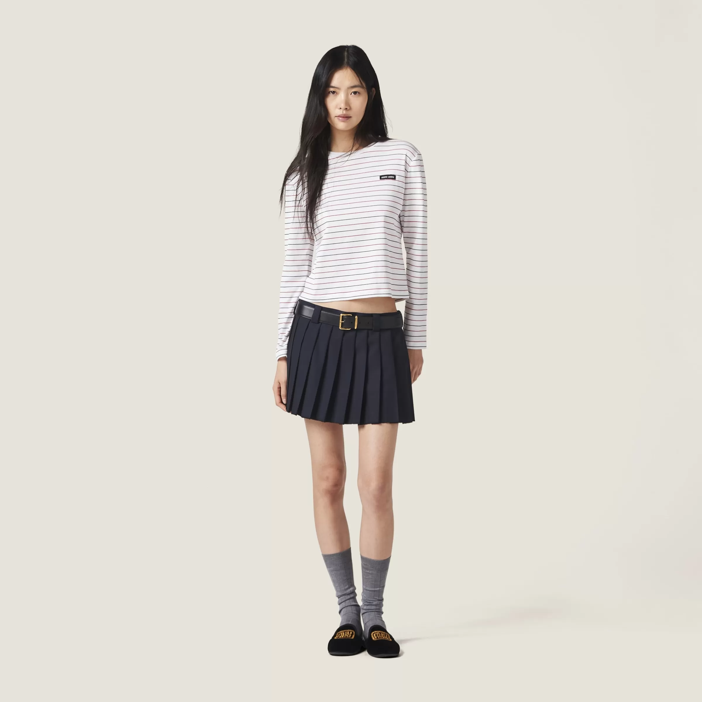 Miu Miu Long-sleeved Cotton Jersey T-shirt |