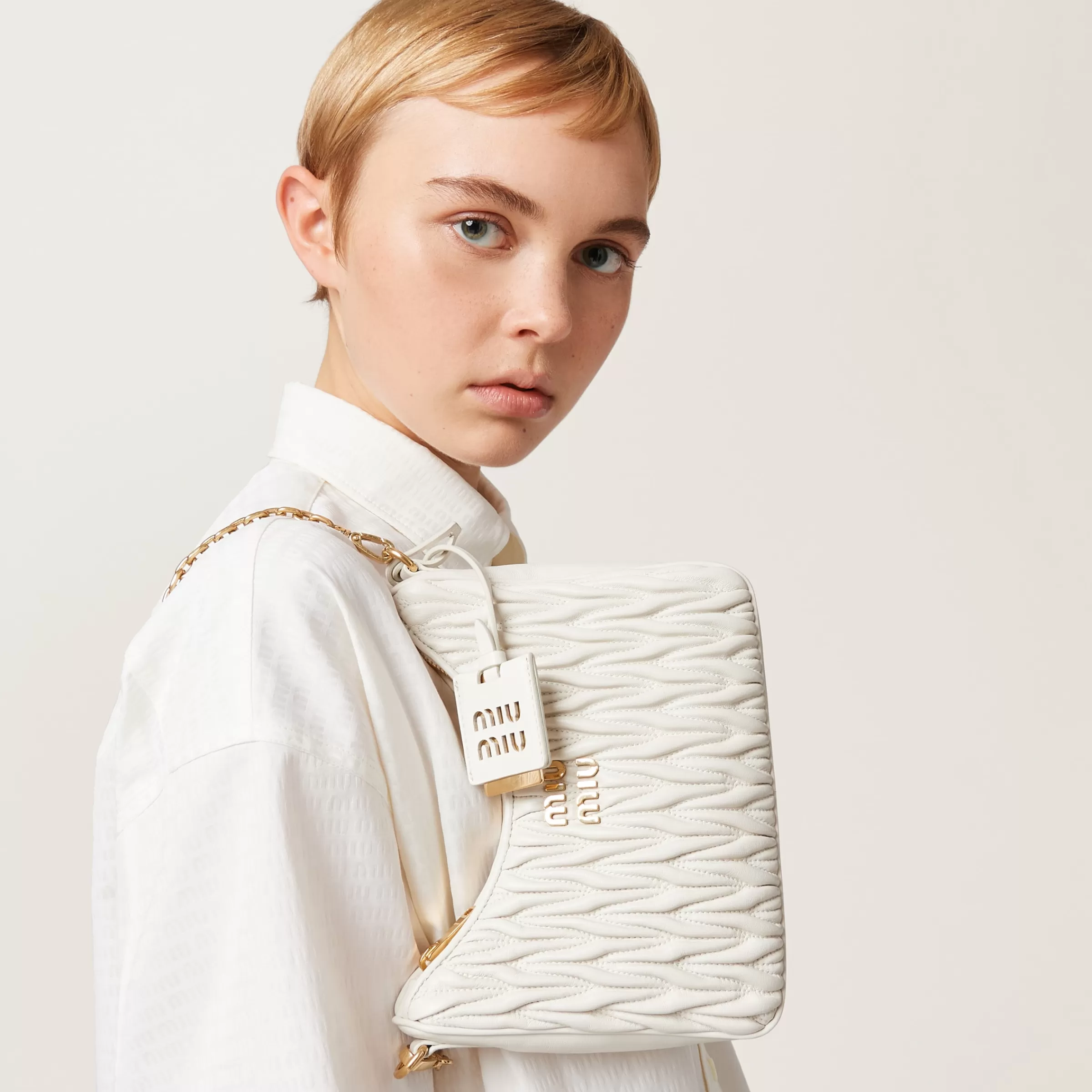 Miu Miu Matelassé Nappa Leather Shoulder Bag |