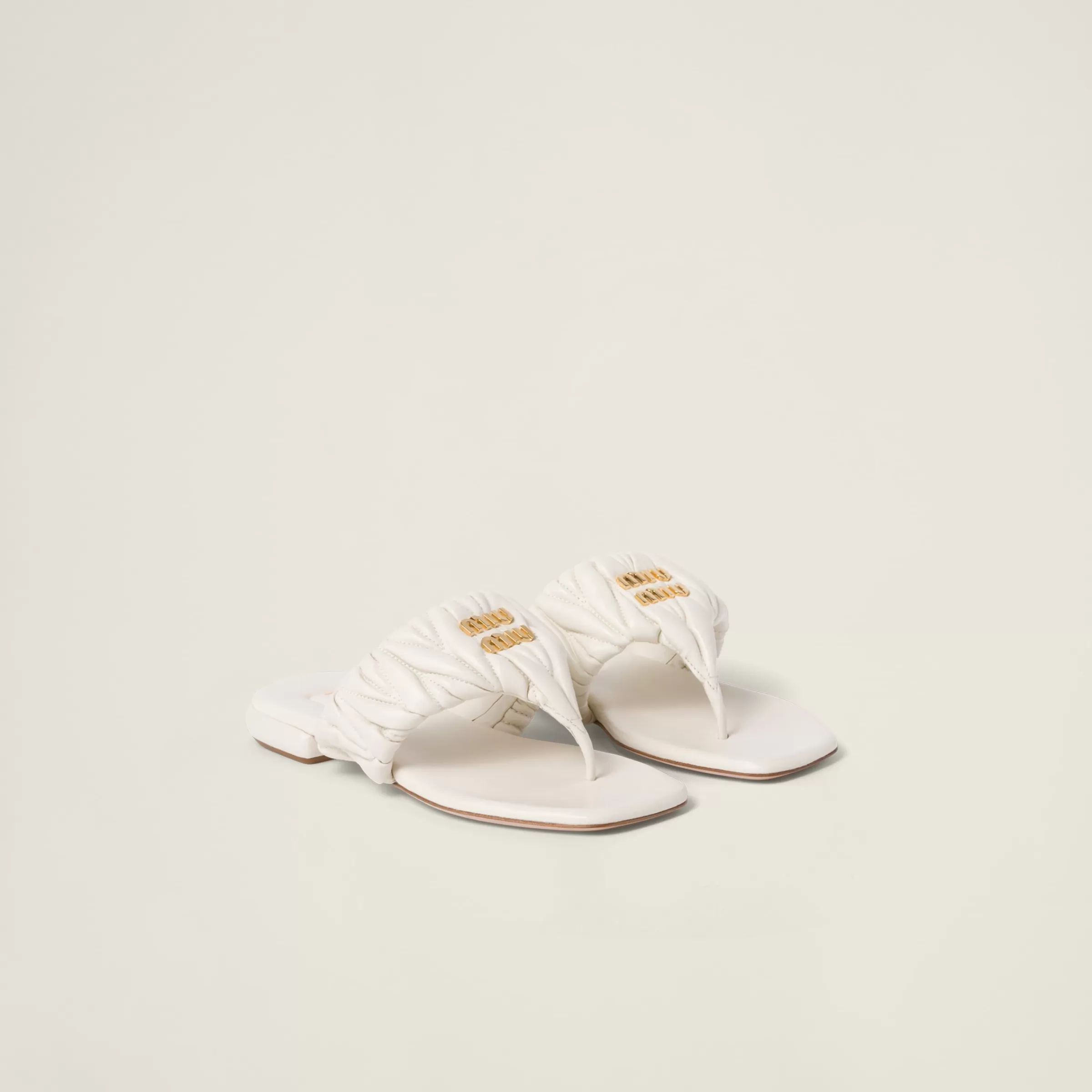 Miu Miu Matelassé Nappa Leather Thong Sandals |