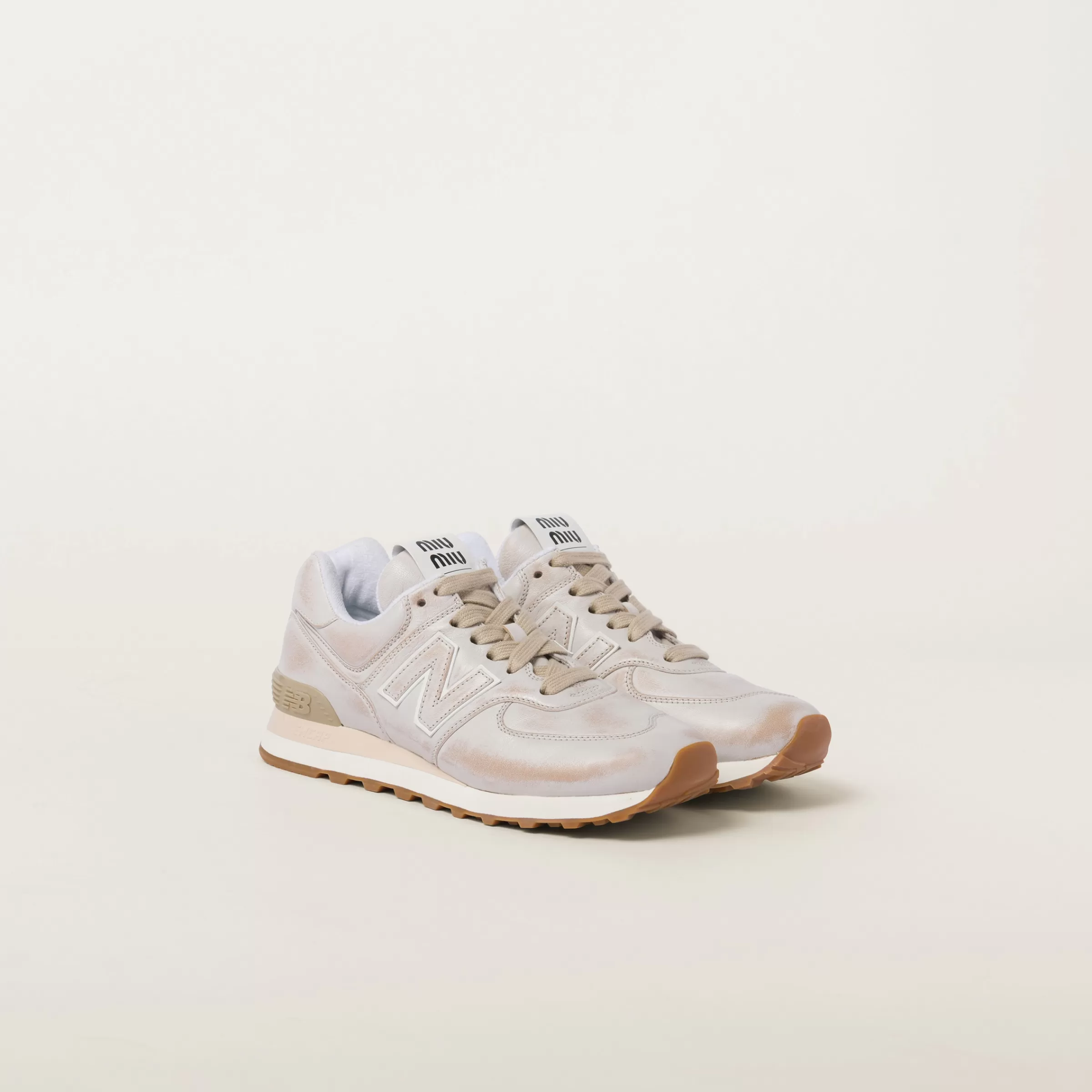 Miu Miu New Balance 574 X Vintage-effect Nappa Leather Sneakers |