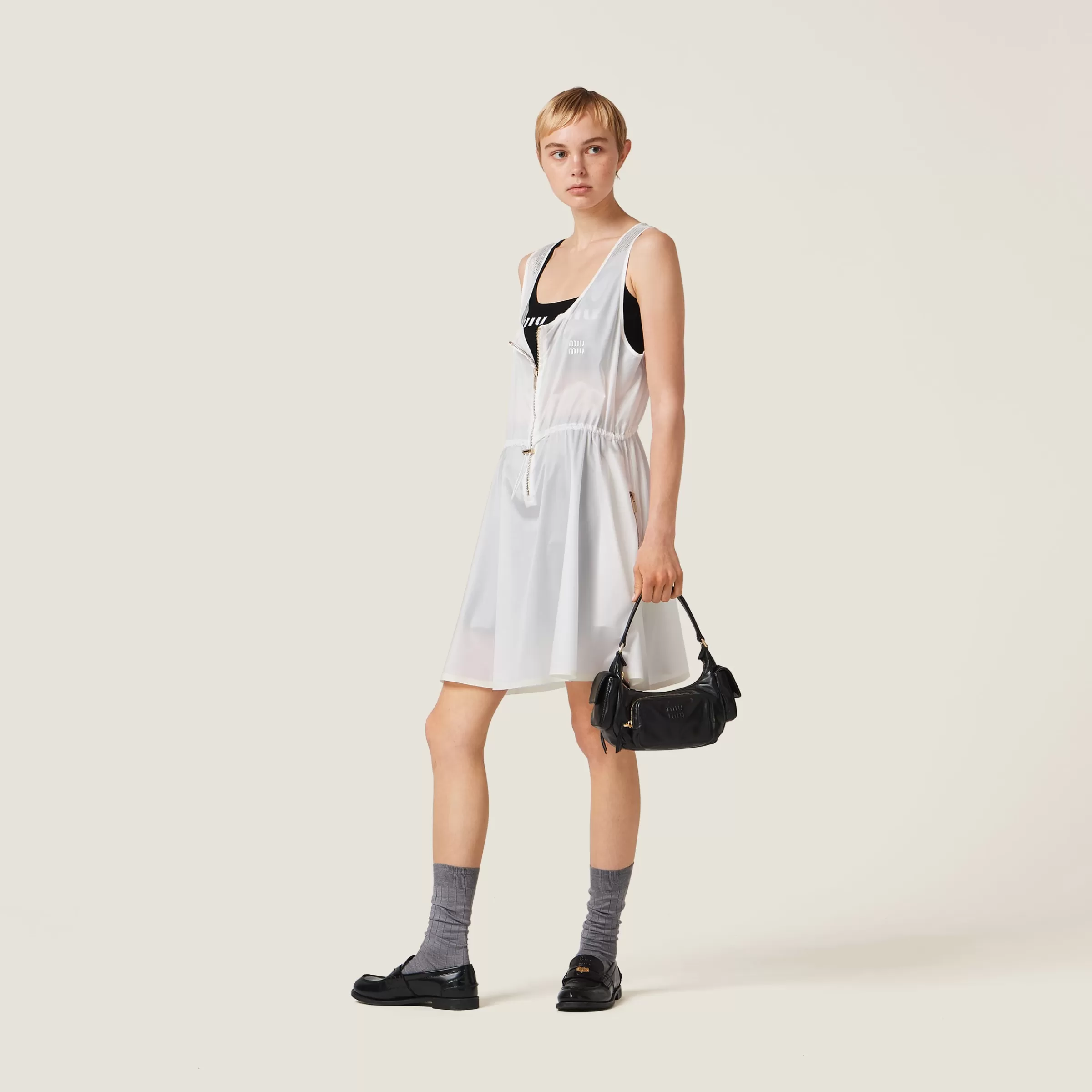 Miu Miu Sleeveless Technical Silk Dress |